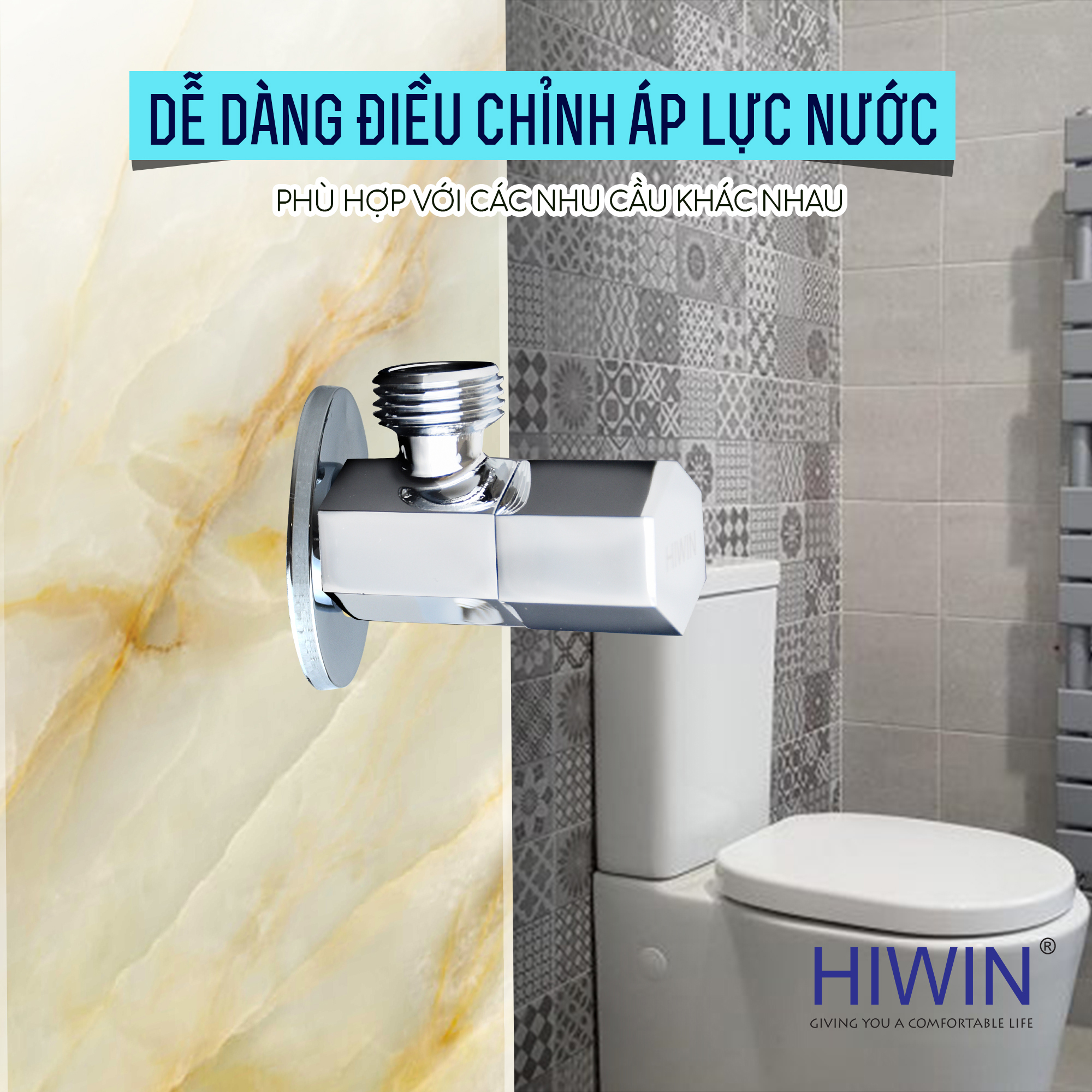 Van góc Hiwin JF-019 là khả năng điều chỉnh áp lực nước dễ dàng
