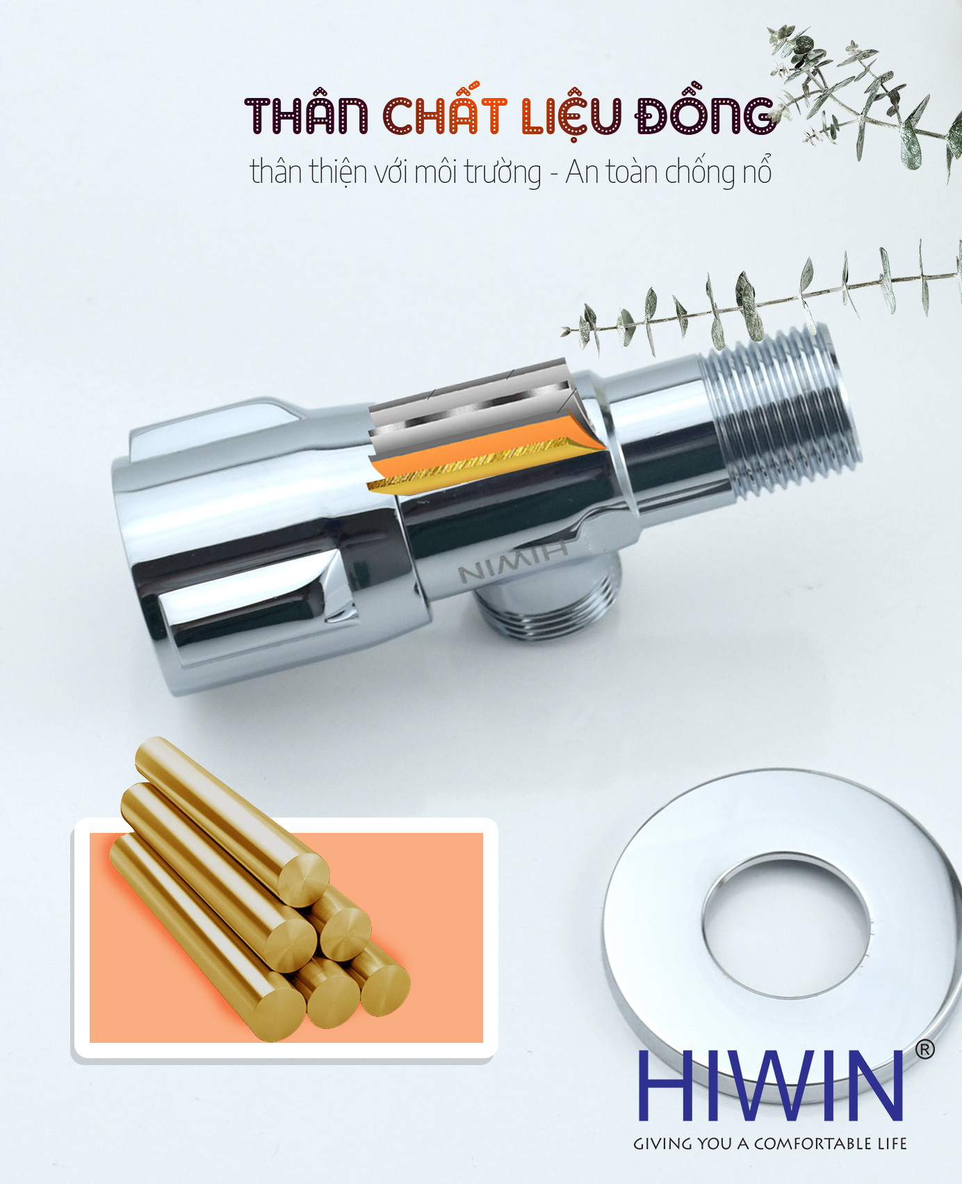 Van góc Hiwin JF-3003 được sản xuất từ đồng khả năng chịu áp lực nước cao, chống ăn mòn