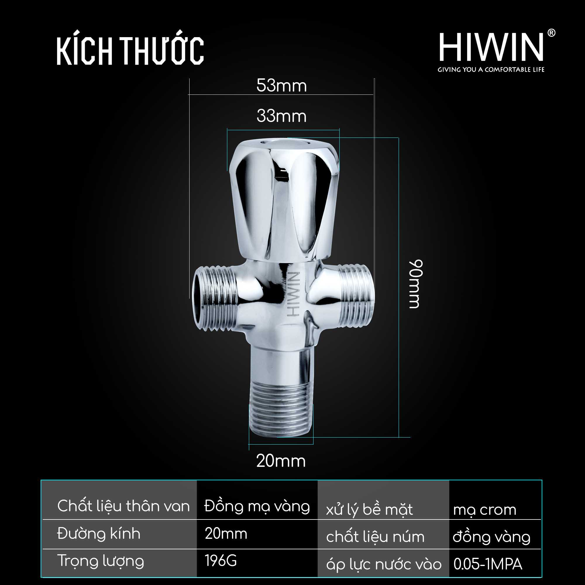 Van góc JF-3032T có thông số tiêu chuẩn 