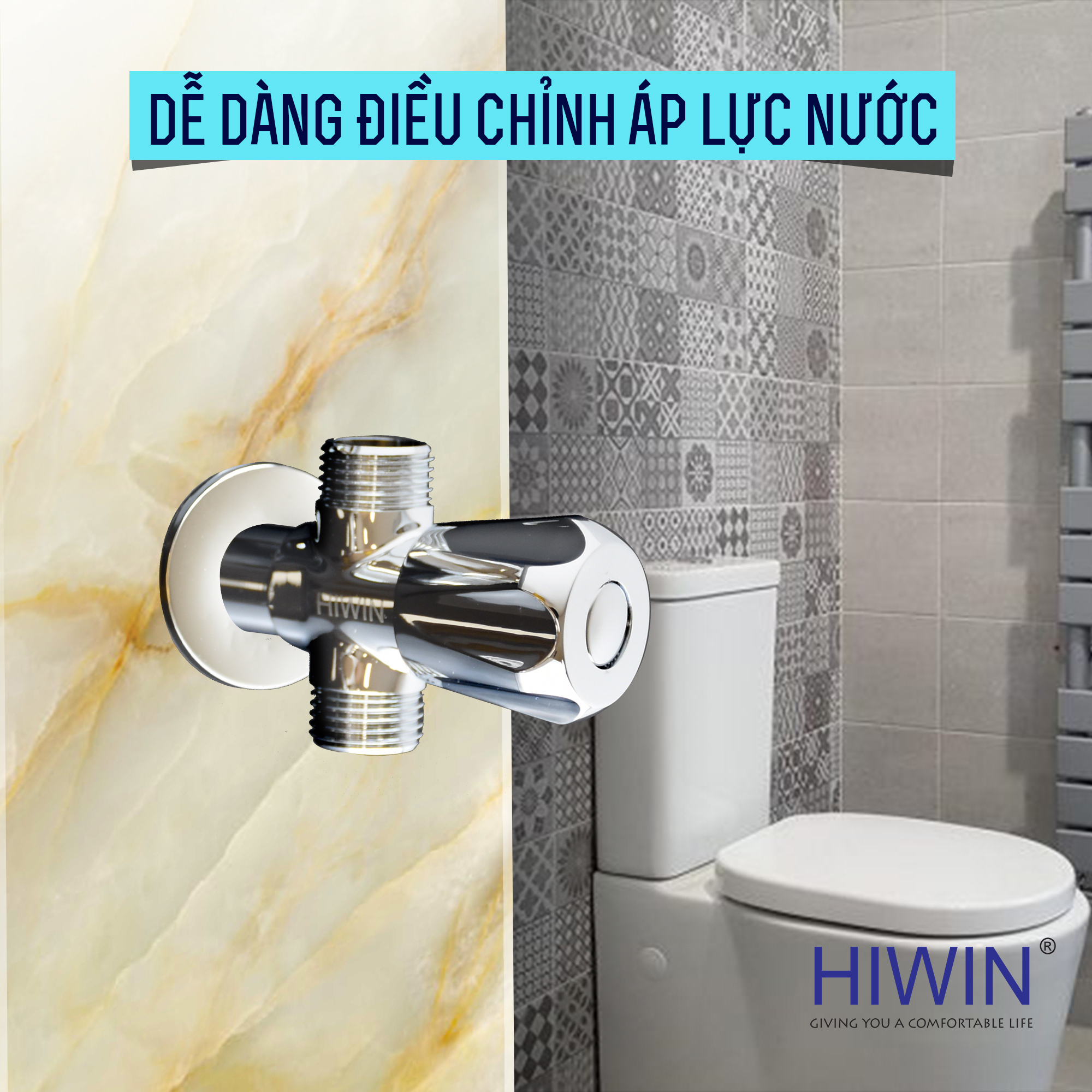 Van góc hiwin JF-3032T dễ dàng điều chỉnh áp lực nước 