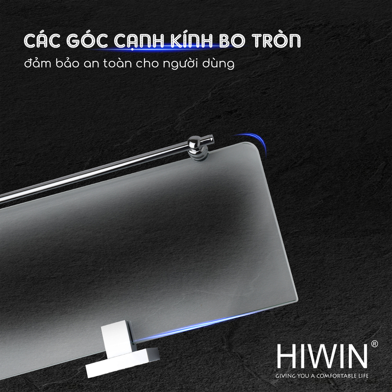 Các góc của kệ kính gắn tường Hiwin Y-1210 đều được bo tròn