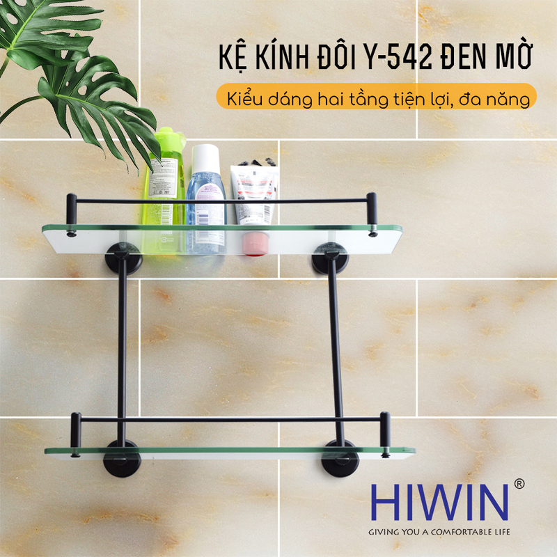 Kệ kính góc nhà tắm Hiwin Y-542AB thiết kế sang trọng