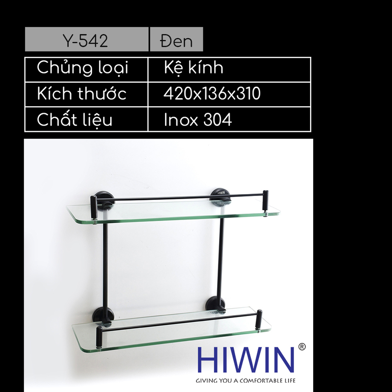 Thông tin sản phẩm kệ kính góc nhà tắm Hiwin Y-542AB