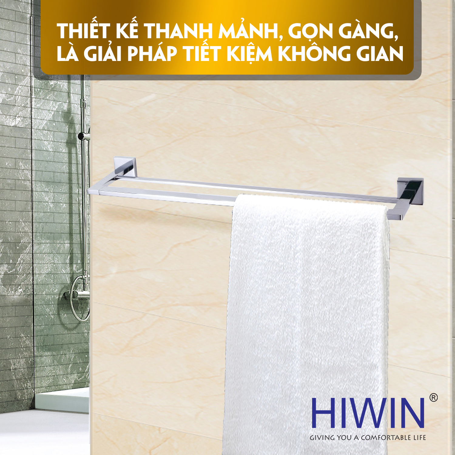 Thiết kế thanh treo khăn mặt Hiwin Y-1209 đơn giản, tinh tế