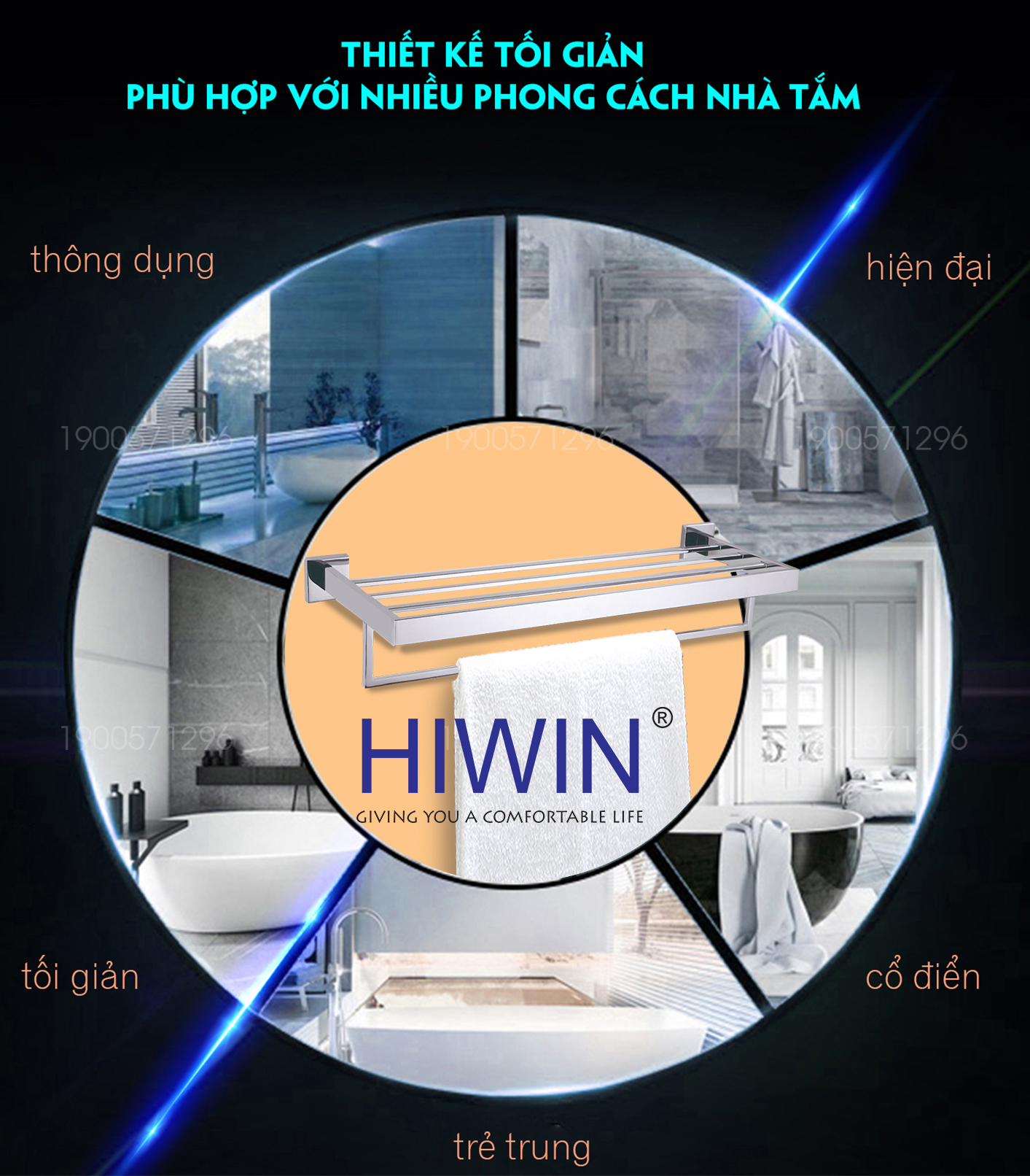 Thanh vắt khăn nhà tắm Hiwin Y-9511 với khả năng phù hợp đa không gian lắp đặt