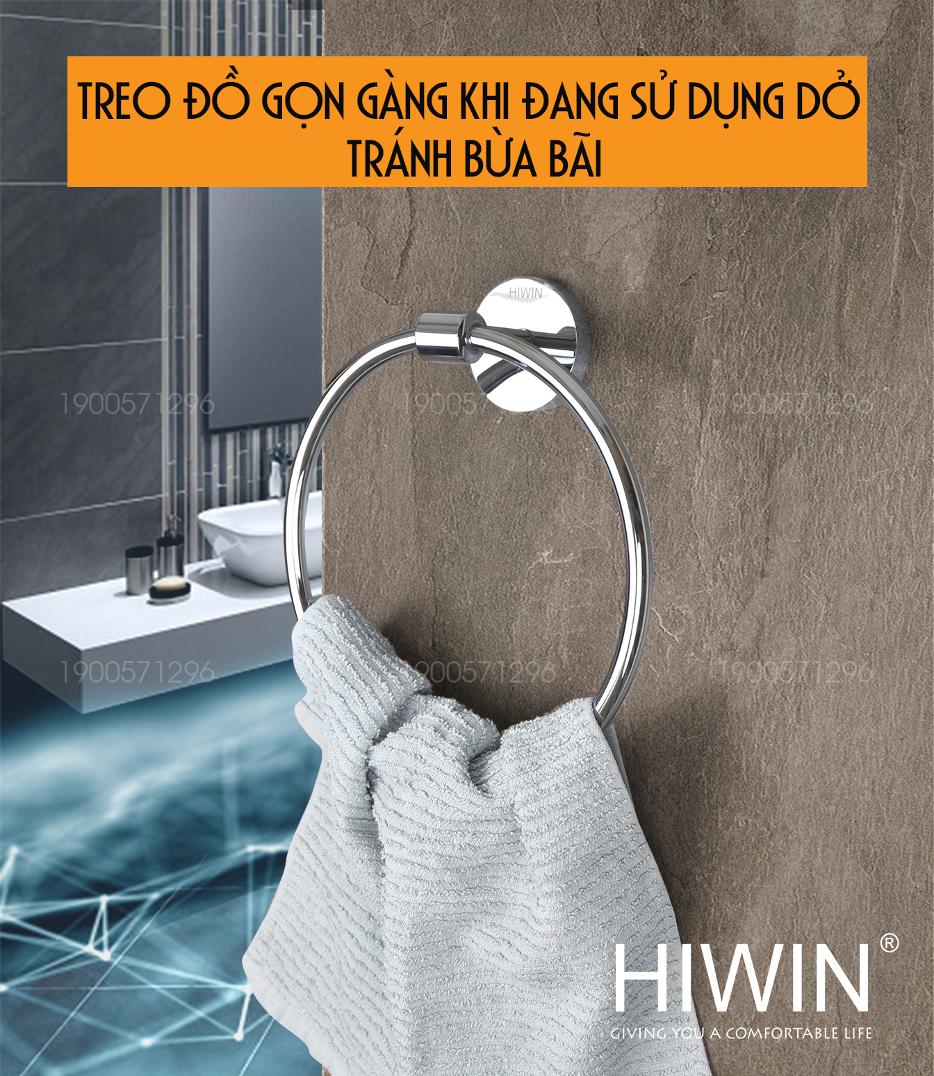 Thiết kế hiện đại của vòng treo khăn nhà tắm Hiwin Y-2305