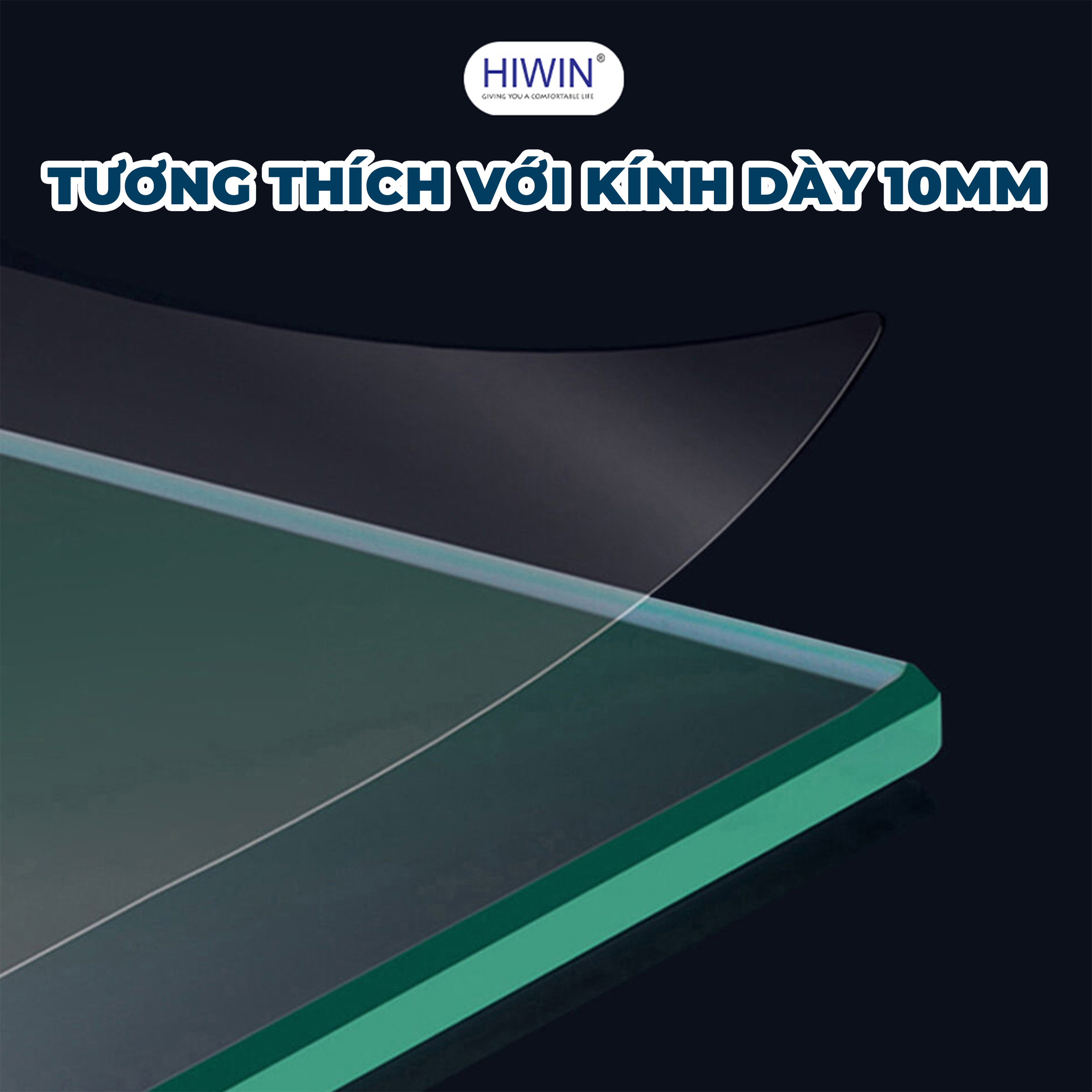 Kẹp cố định hiwin FC-2082 tương thích hoàn hảo với kính cường lực dày 10 mm
