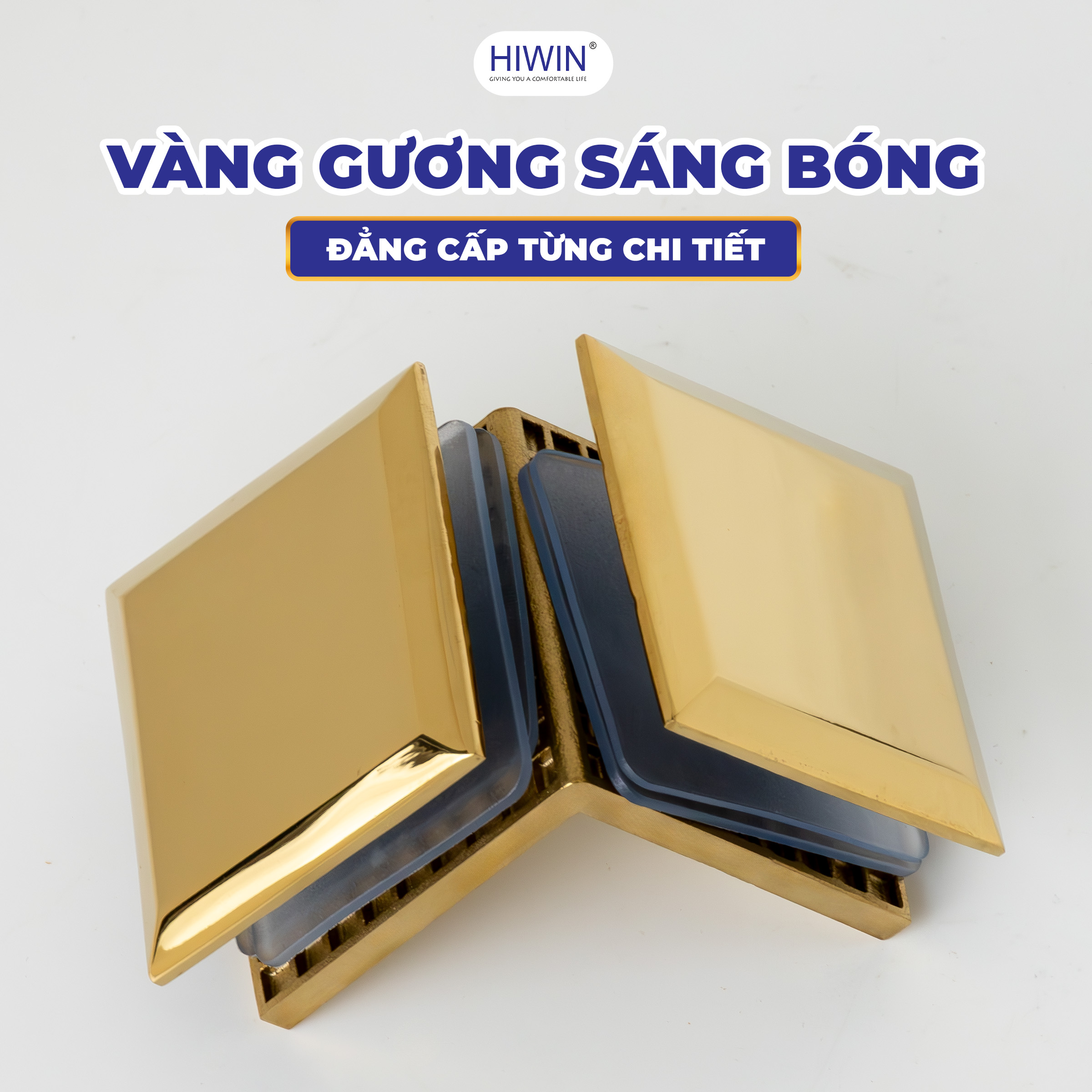 Kẹp định vị 90 kính kính Hiwin FC-2083 lớp mạ màu vàng titan sáng bóng