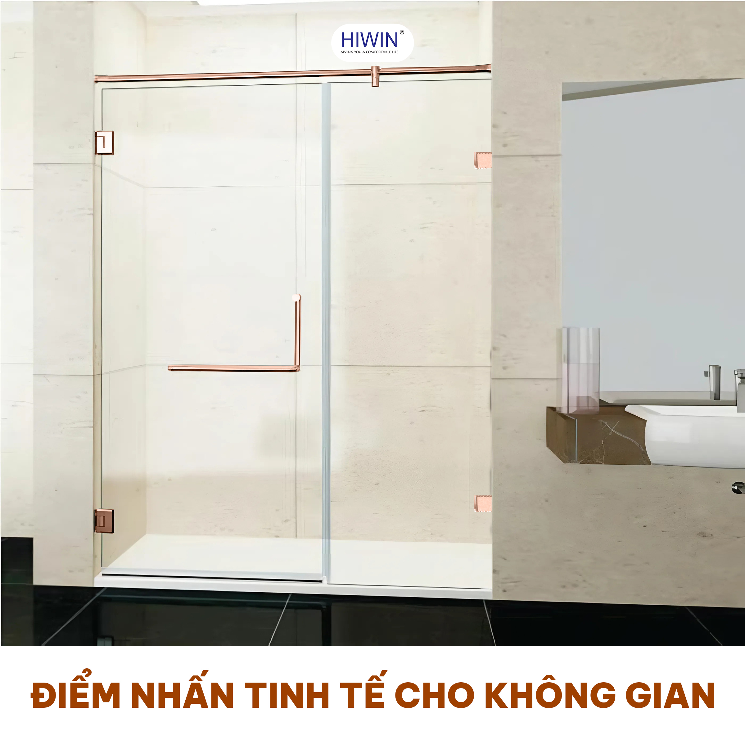 Kẹp định vị 90 độ kính tường Hiwin FC-086 màu vàng hồng
