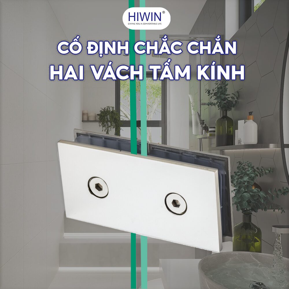 Kẹp định vị 180 độ kính kính cạnh vát Hiwin FC-2087 cố định chắc chắn hai vách tắm kính