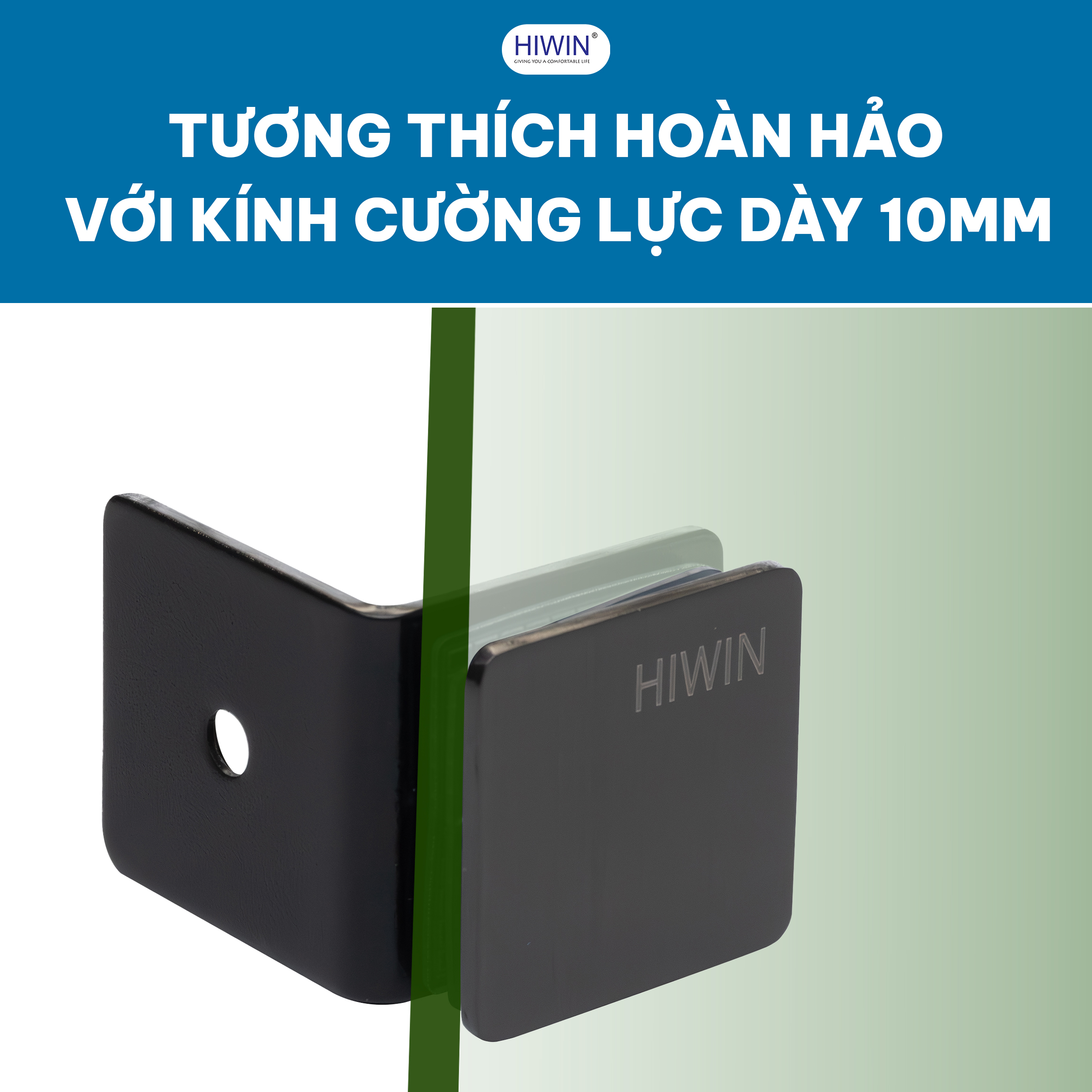 Kẹp định vị FC-086 được thiết kế tương thích với kính dày 10mm