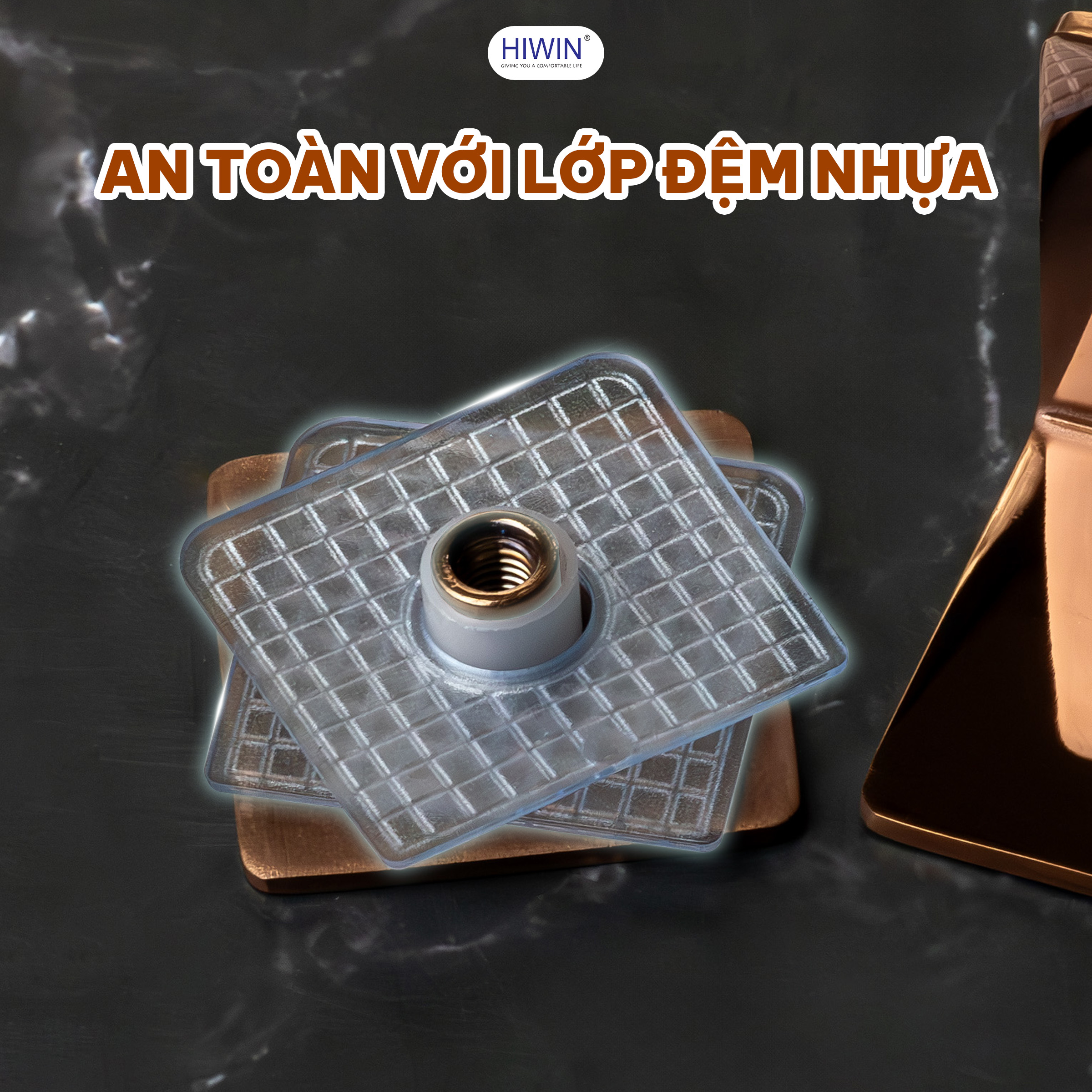 kẹp định vị 90 độ kính tường Hiwin FC-086 Tích hợp đệm nhựa PVC chuyên dụng – bảo vệ kính tối đa