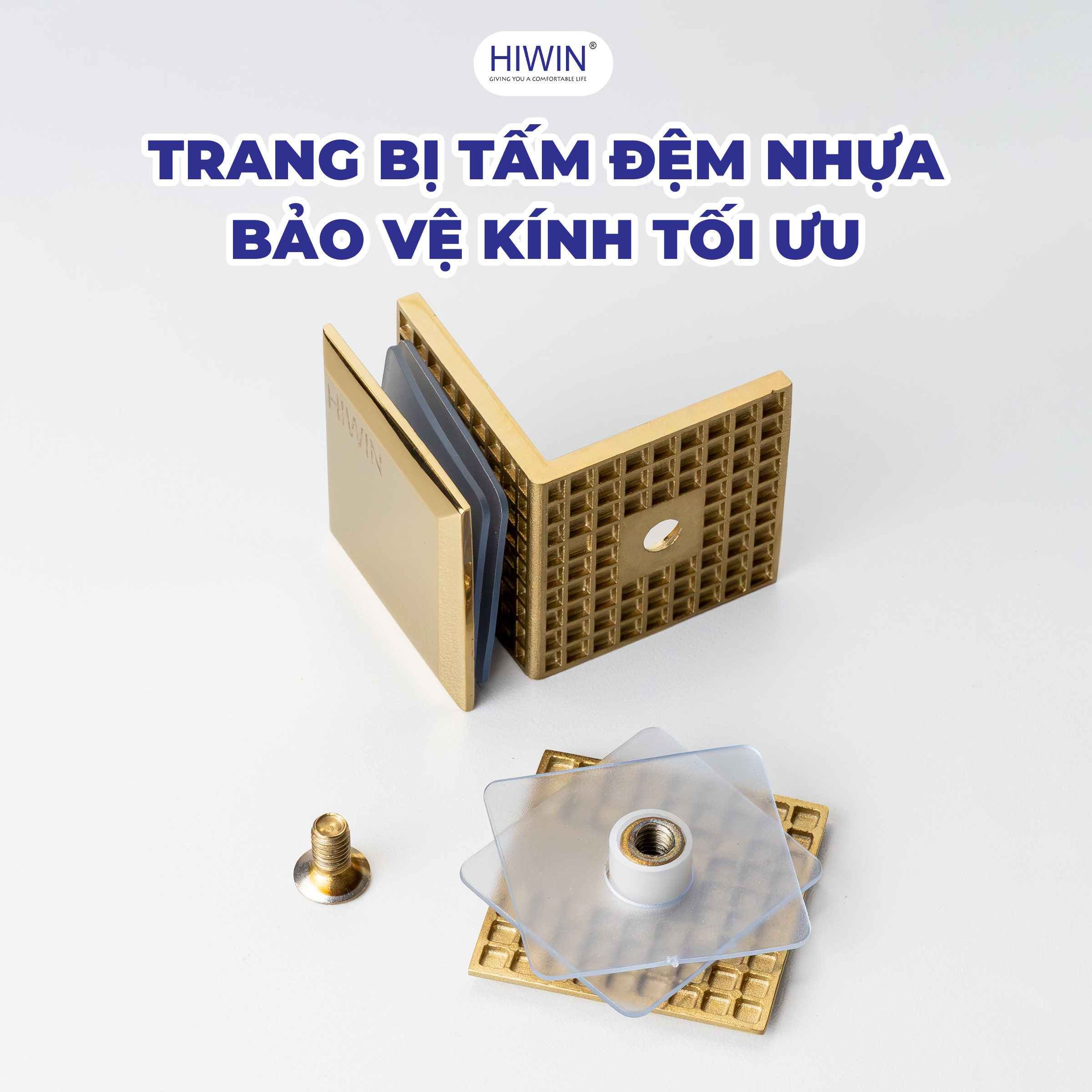 Kẹp định vị 90 kính kính Hiwin FC-2083 được tích hợp đệm nhựa PVC