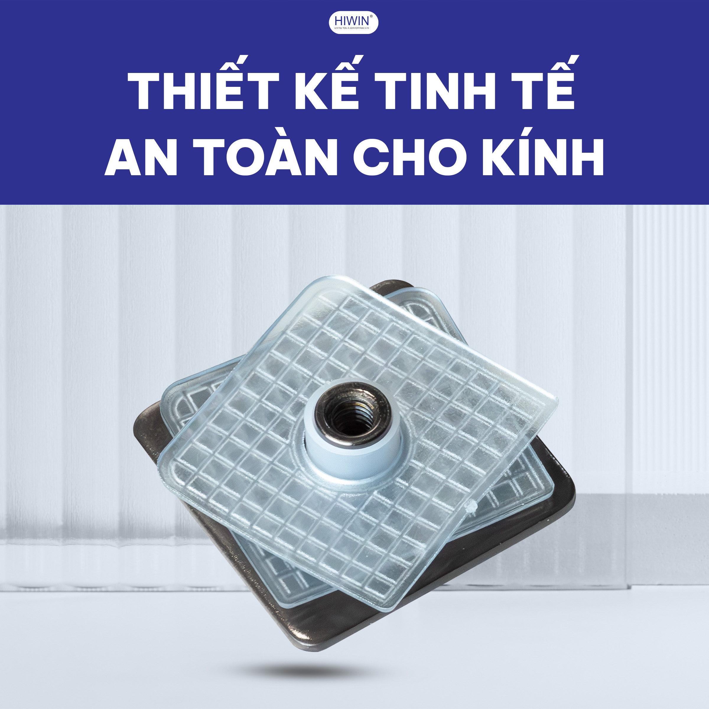 Kẹp kính 0 độ Hiwin FC-085B được trang bị lớp đệm nhựa PVC mềm bên trong vị trí tiếp xúc với kính