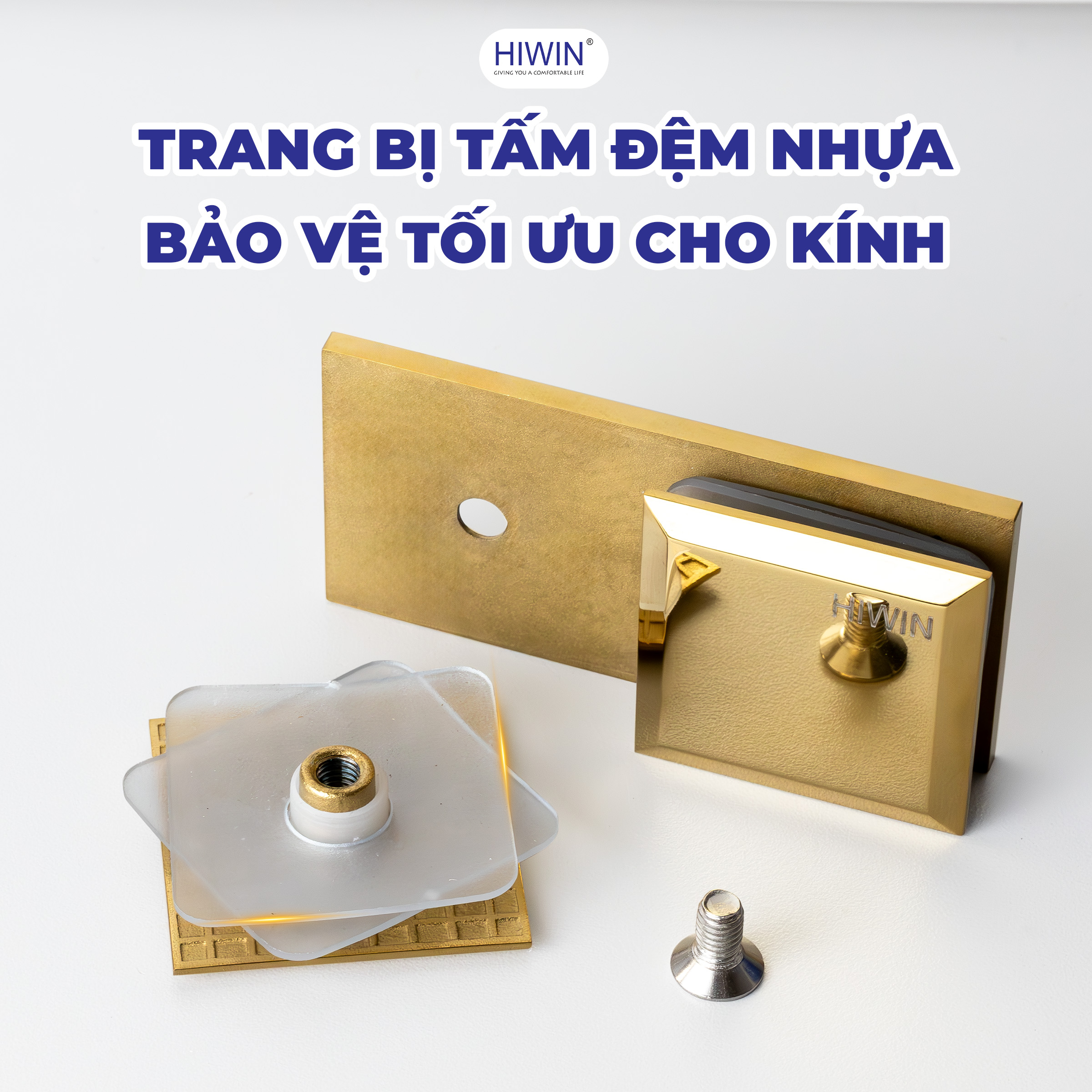 Kẹp định vị 180 kính kính Hiwin FC-2087 đều được tích hợp lớp đệm nhựa PVC chuyên dụng