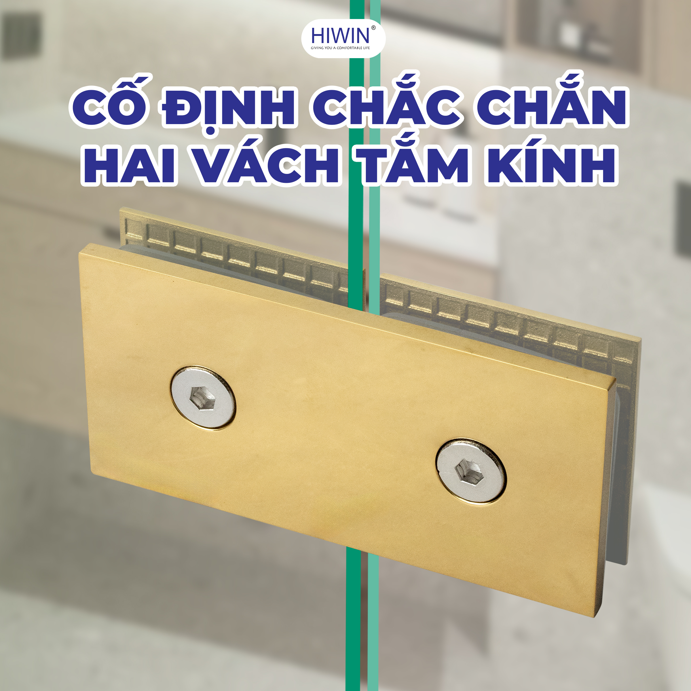 Kẹp định vị 180 kính kính Hiwin FC-2087 cố định chắc chắn vách tắm kính