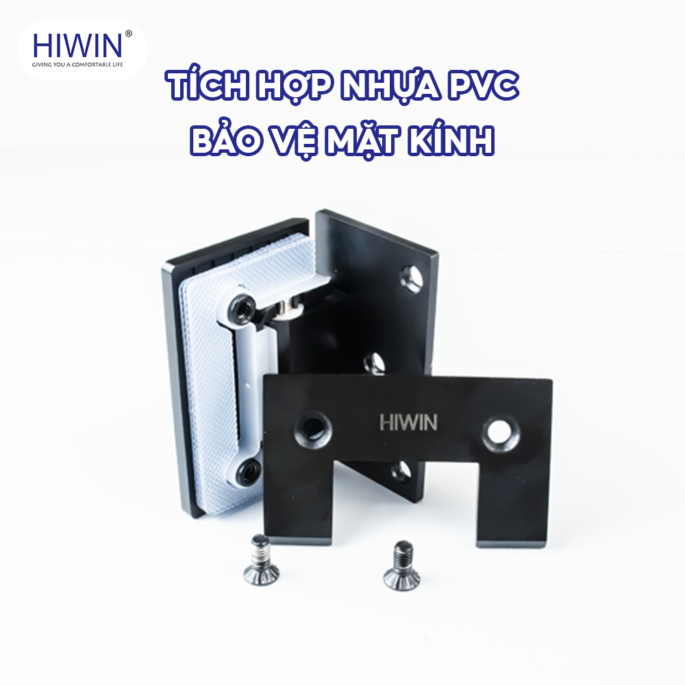 Bản lề 90 kính tường lệch HG-008 tích hợp đệm nhựa PVC bảo vệ kính