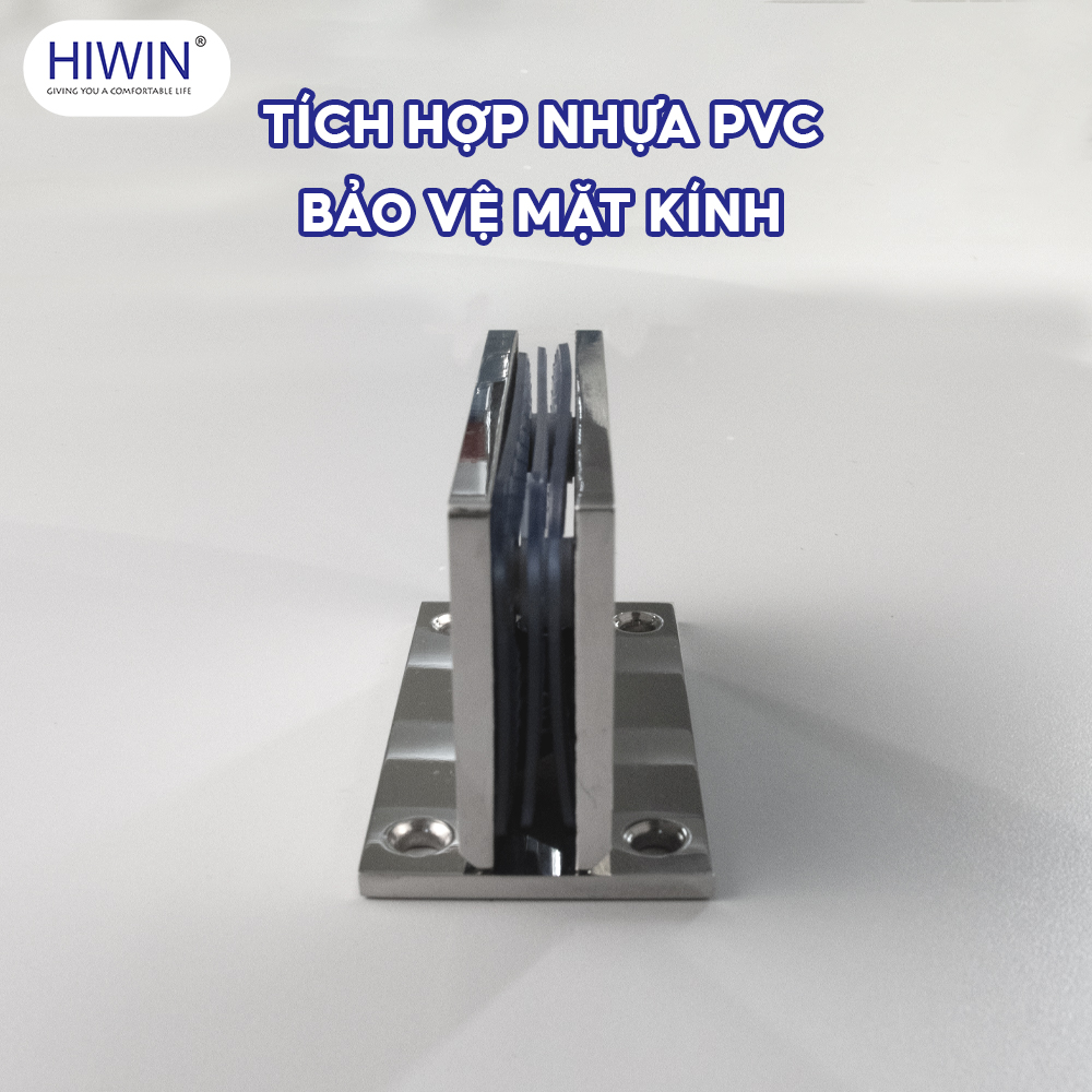 Bản lề HG-008B dày 5mm inox 304 tích hợp đệm nhựa PVC bảo vệ kính