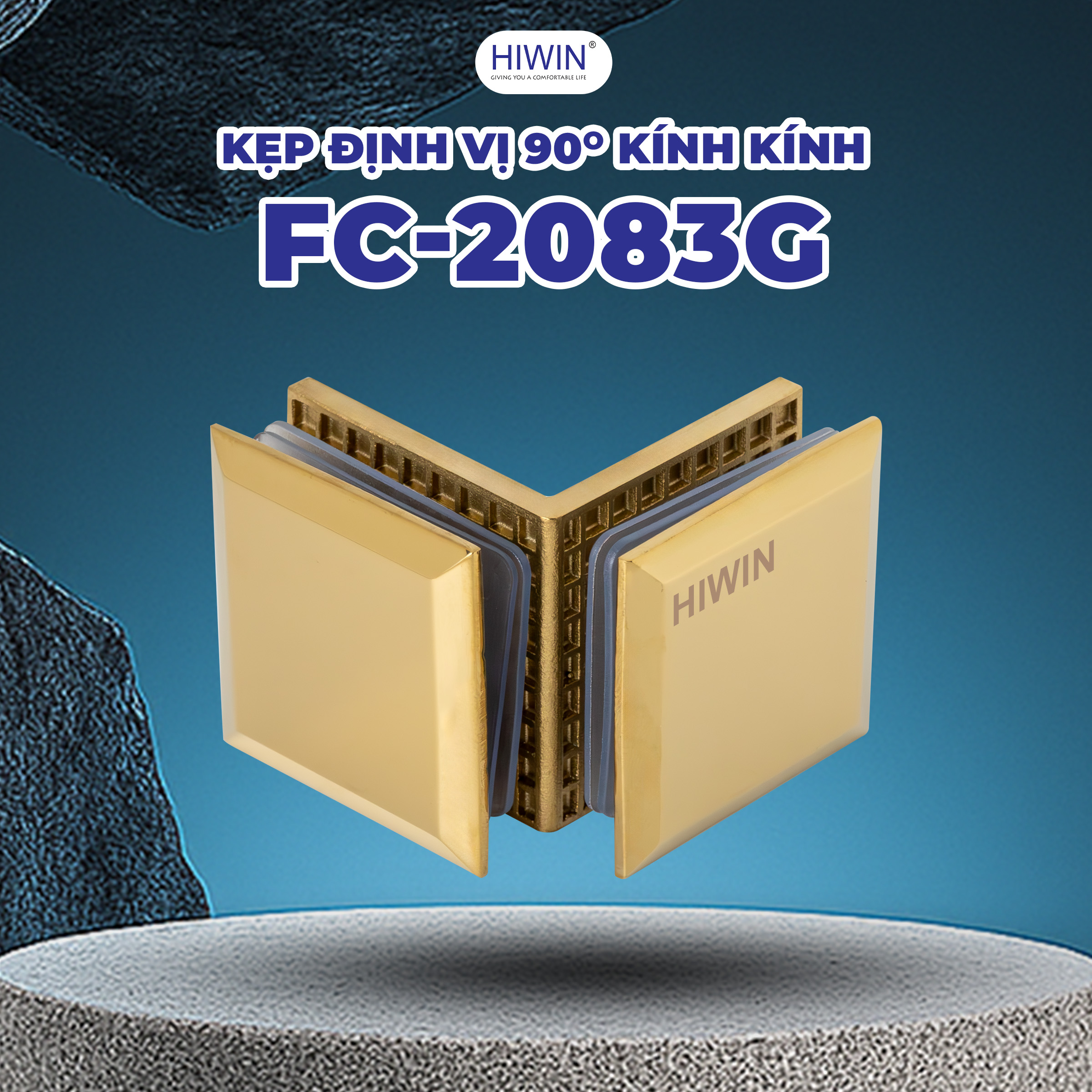Kẹp định vị 90 kính kính hiwin FC-2083 vàng titan sang trọng