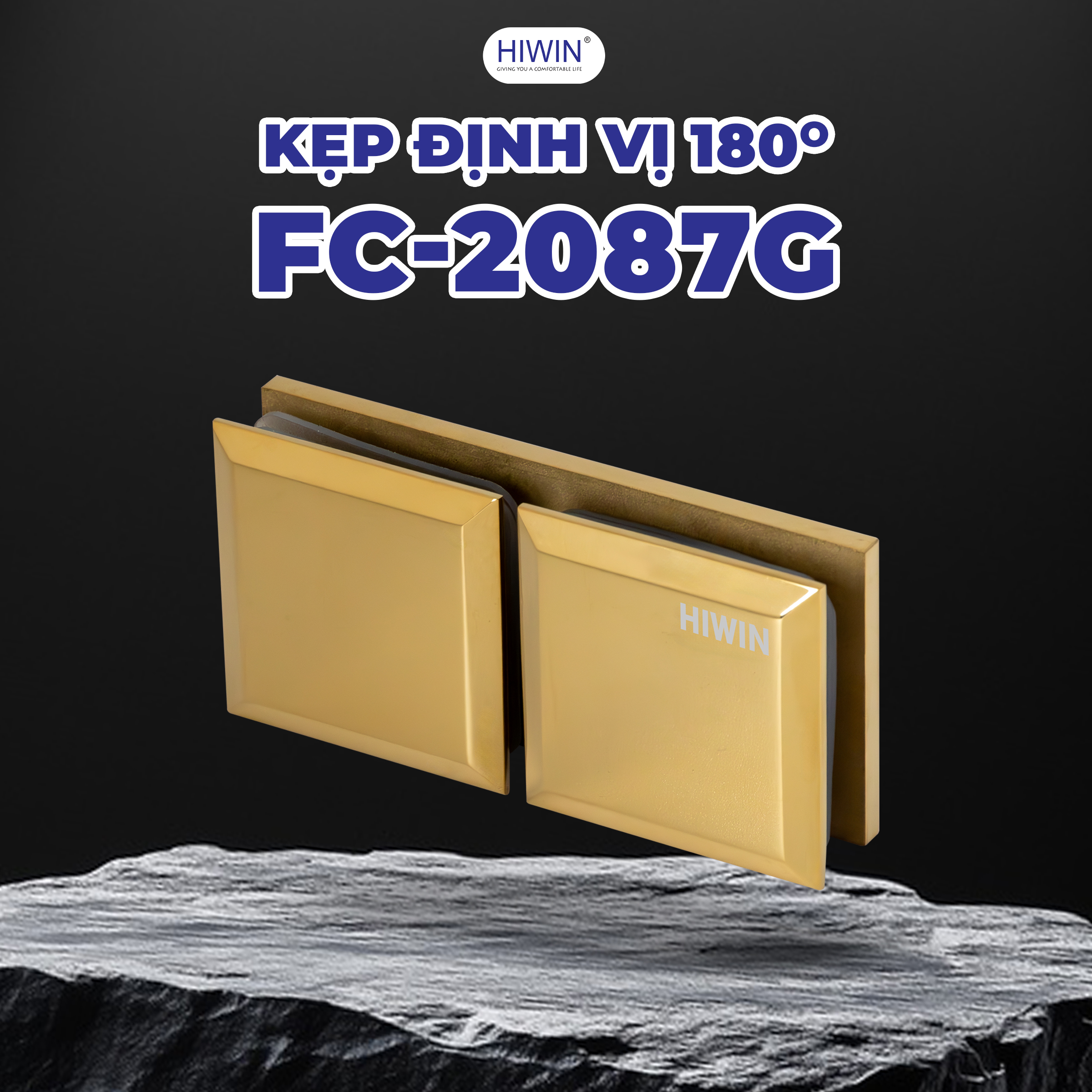 Kẹp định vị 180 kính kính Hiwin FC-2087 màu vàng sang trọng