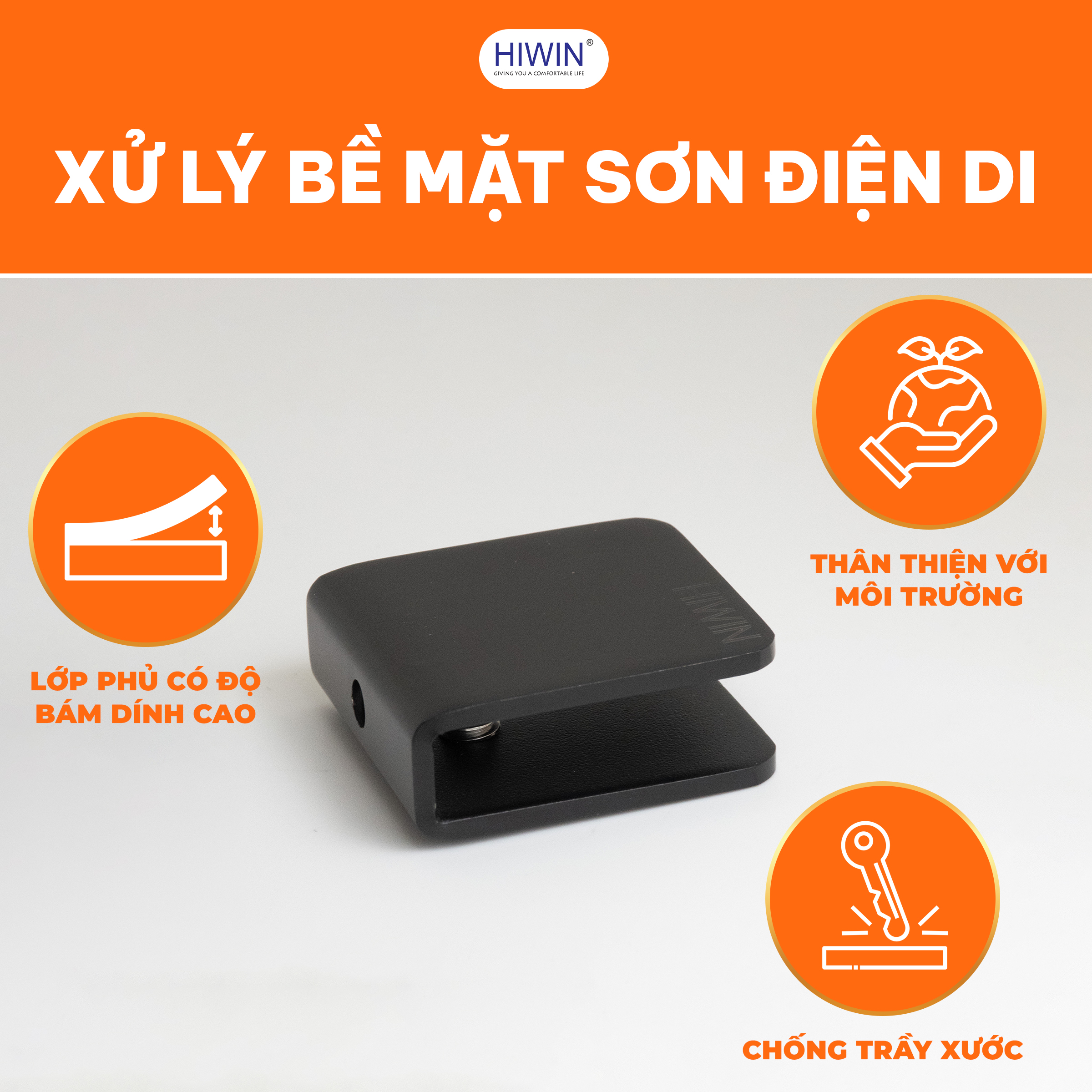 Kẹp kính 0 độ Hiwin FC-085ABDY được phủ lớp sơn điện di đen mờ