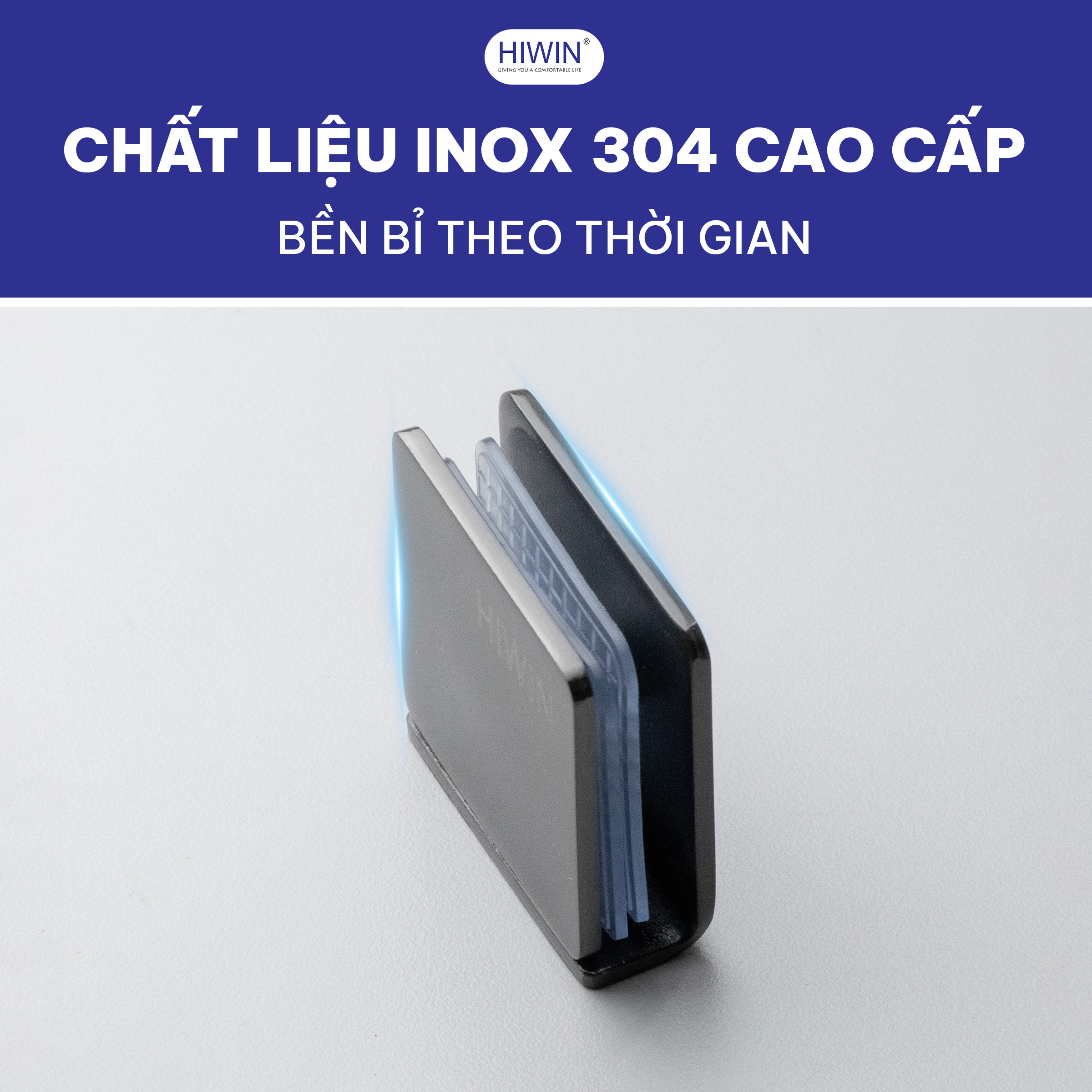Kẹp giữ kính Hiwin FC-085B được chế tạo từ inox 304 cao cấp, đạt tiêu chuẩn quốc tế ASTM