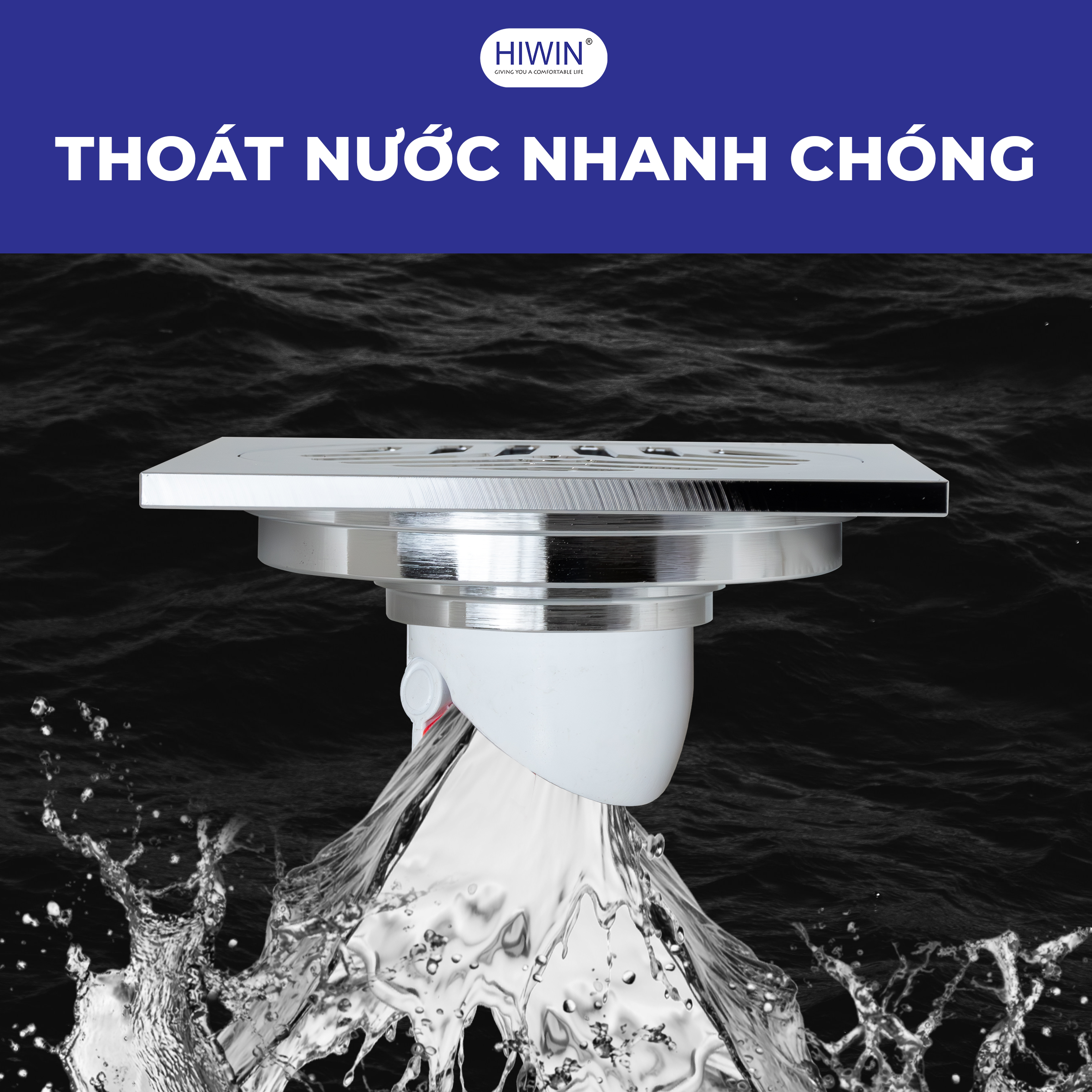 Thoát sàn Hiwin FD-1122 Mạ crom thoát nước siêu nhanh