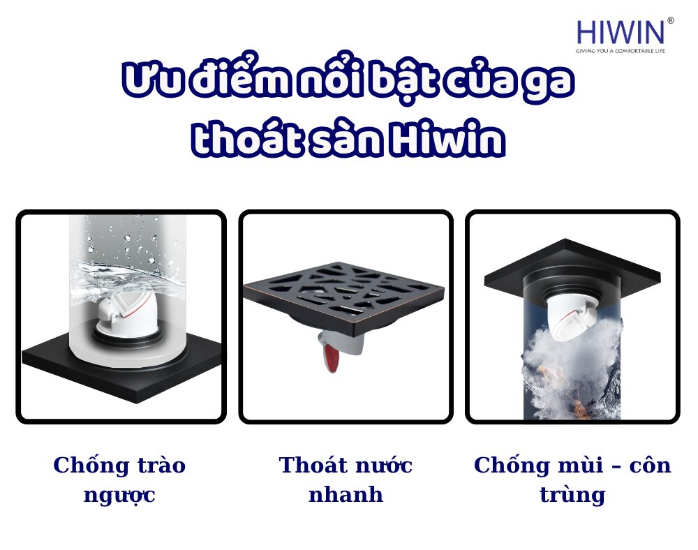 Ga thoát sàn Hiwin chống trào ngược, côn trùng, mùi hôi và thoát nước siêu nhanh