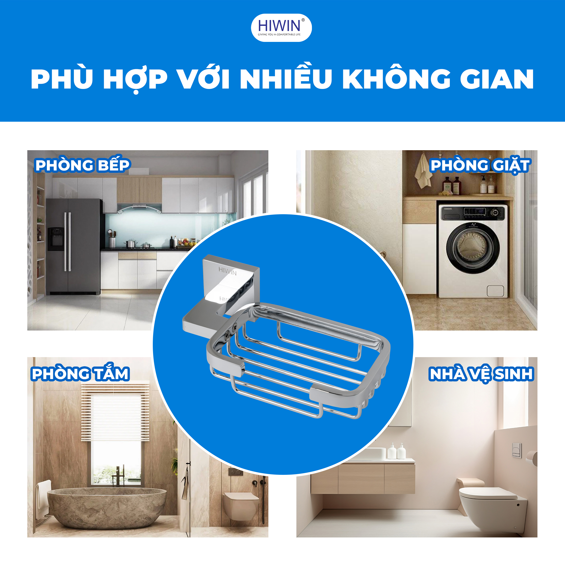 Lắp đặt dễ dàng, ứng dụng linh hoạt với giá để xà phòng Hiwin Y-1201B
