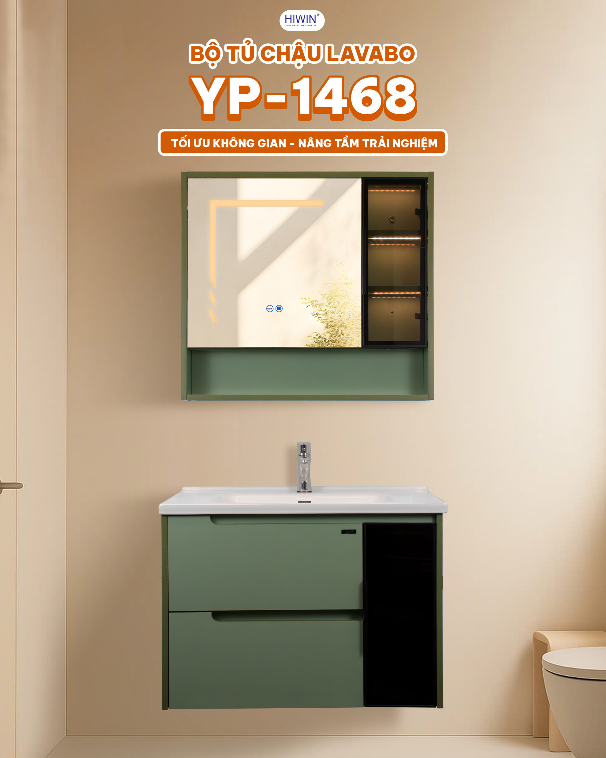 Tủ vệ sinh Hiwin YP-1468 nổi bật với thiết kế thời thượng