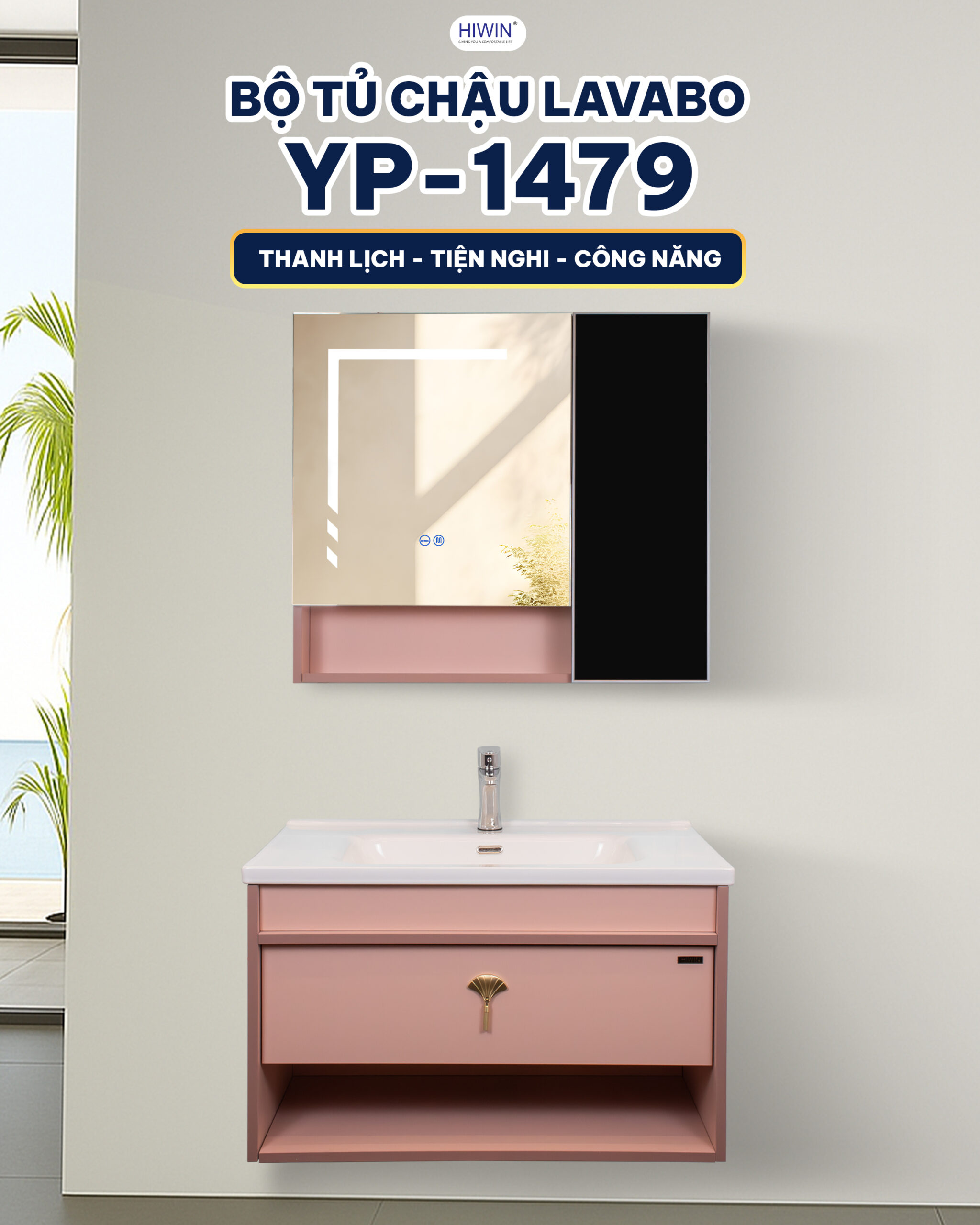 Tủ lavabo nhà vệ sinh Hiwin YP-1479 nổi bật với thiết kế thời thượng