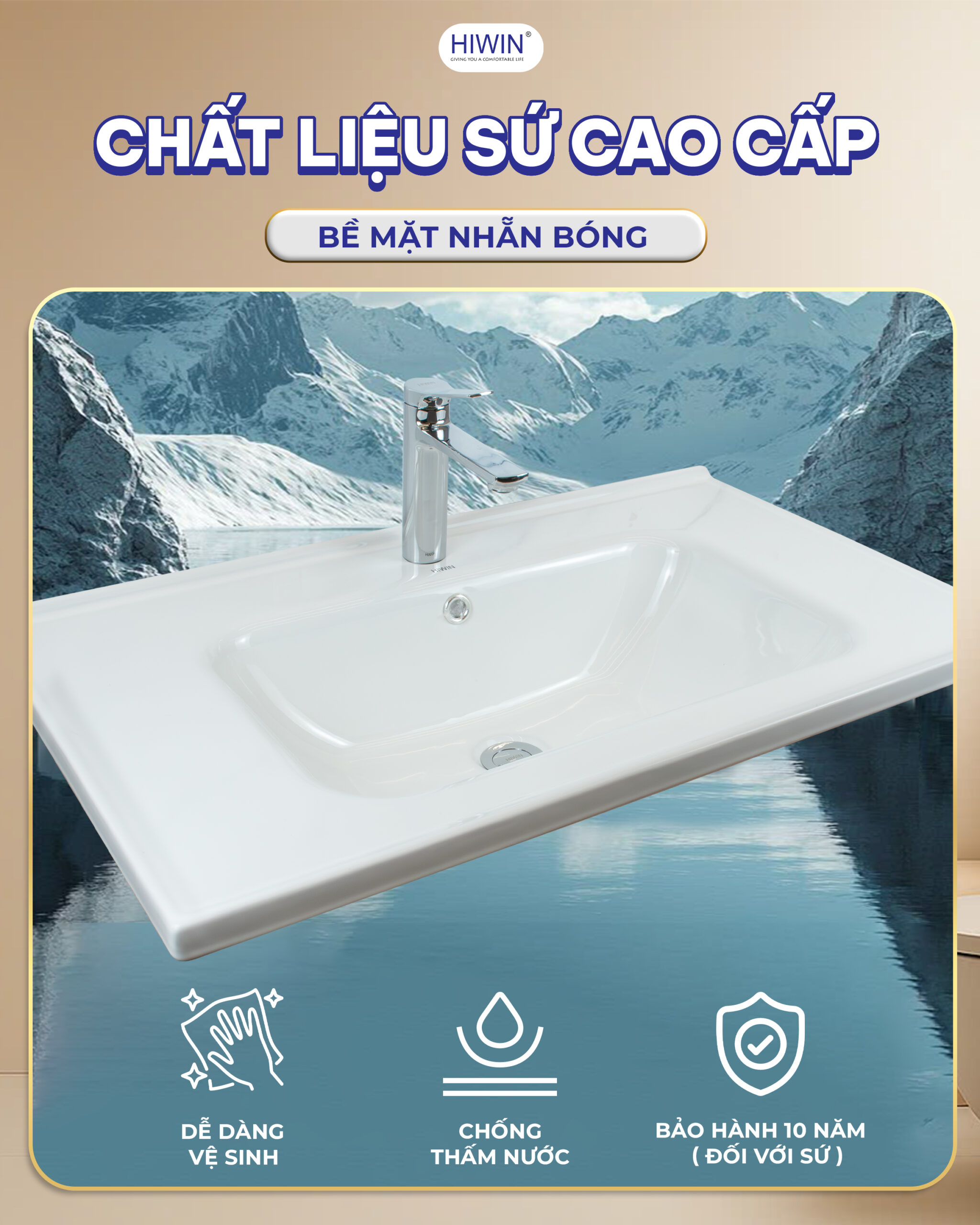 Chậu sứ liền khối vừa mang tính thẩm mỹ lại dễ dàng vệ sinh