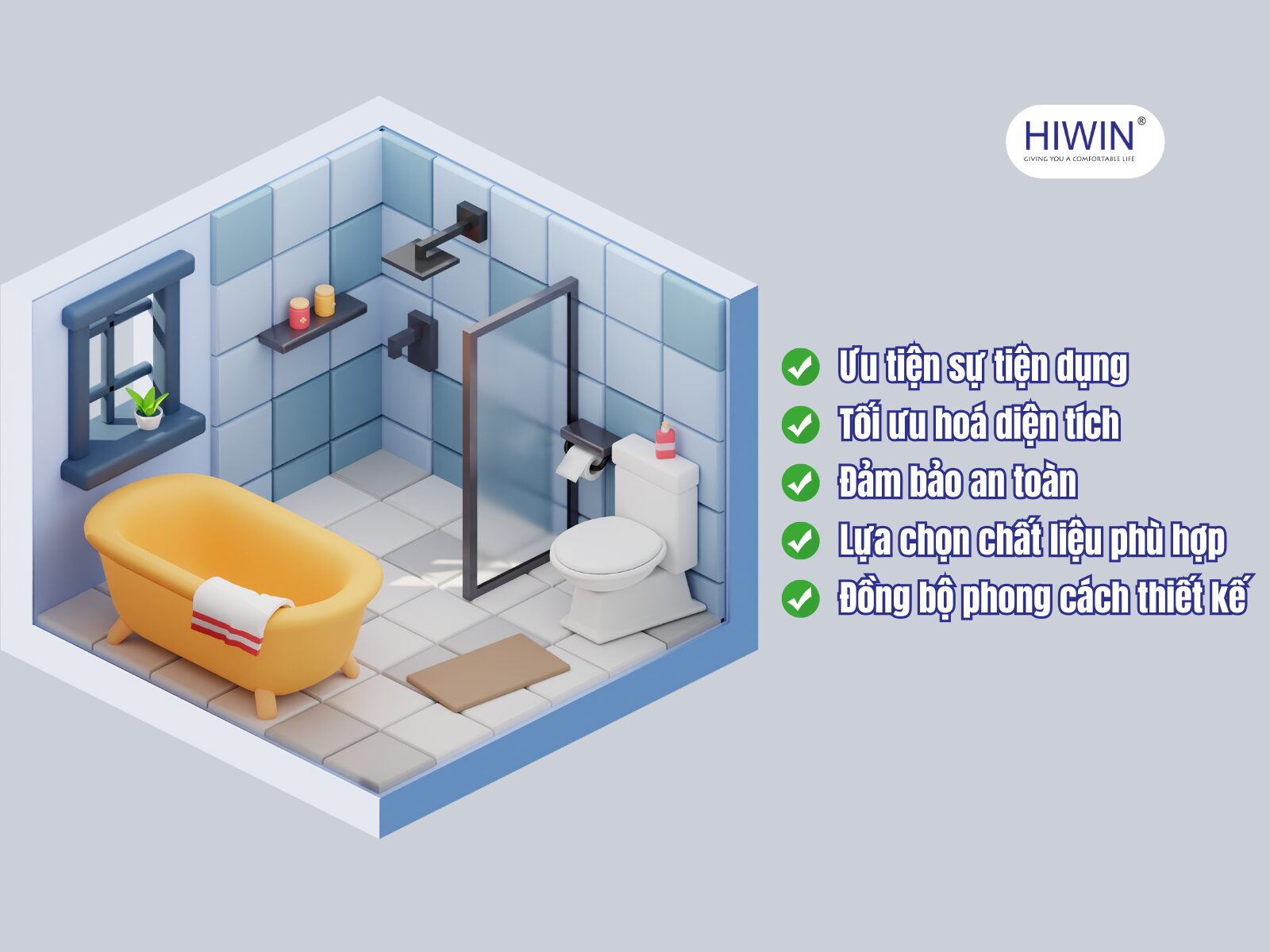 Lưu ý đến một số vấn đề khi sắp xếp lắp đặt phụ kiện trong phòng tắm