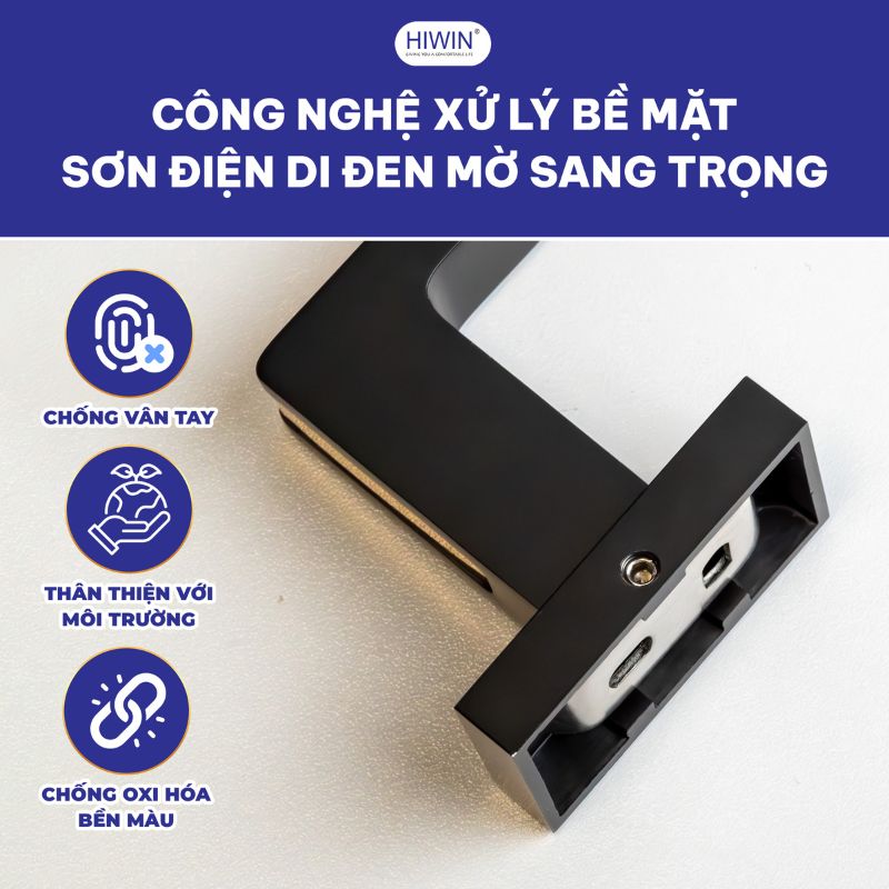 Thanh treo nhà tắm Hiwin Y-7608BL với công nghệ xử lý bề mặt đen mờ