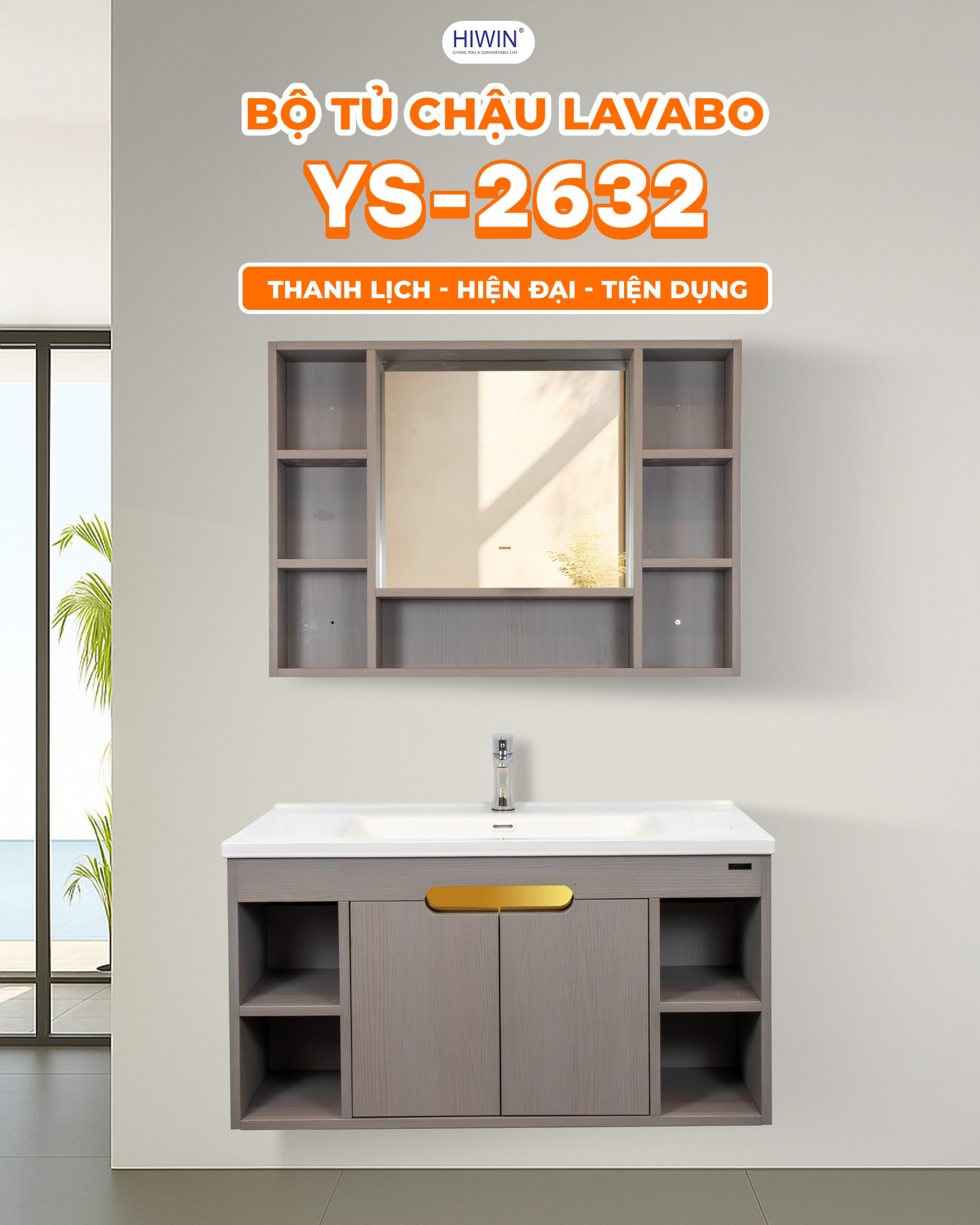 Thiết kế bộ tủ nhà tắm Hiwin YS-2632 hiện đại, tinh tế