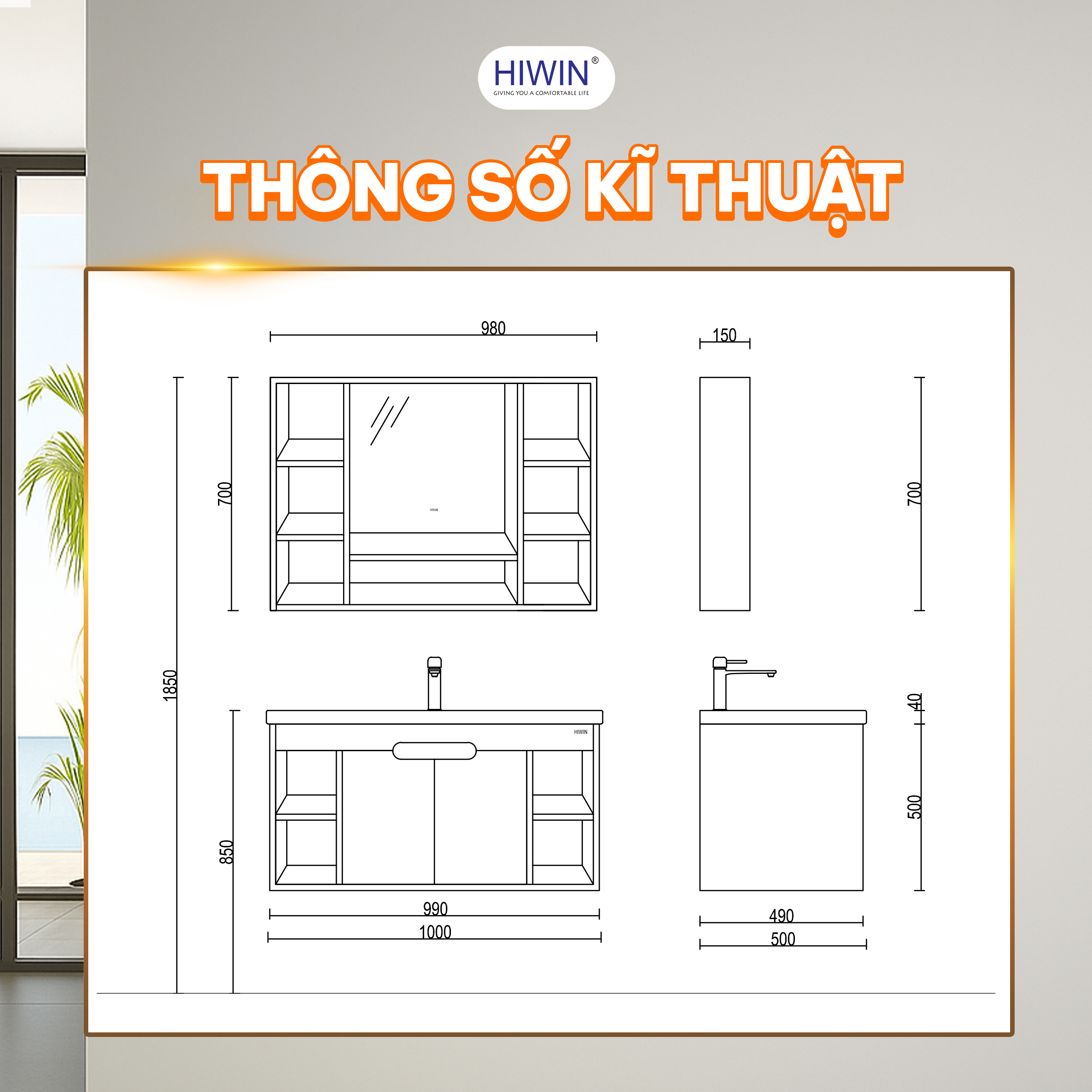 Thông số kỹ thuật của tủ chậu Hiwin YS-2632