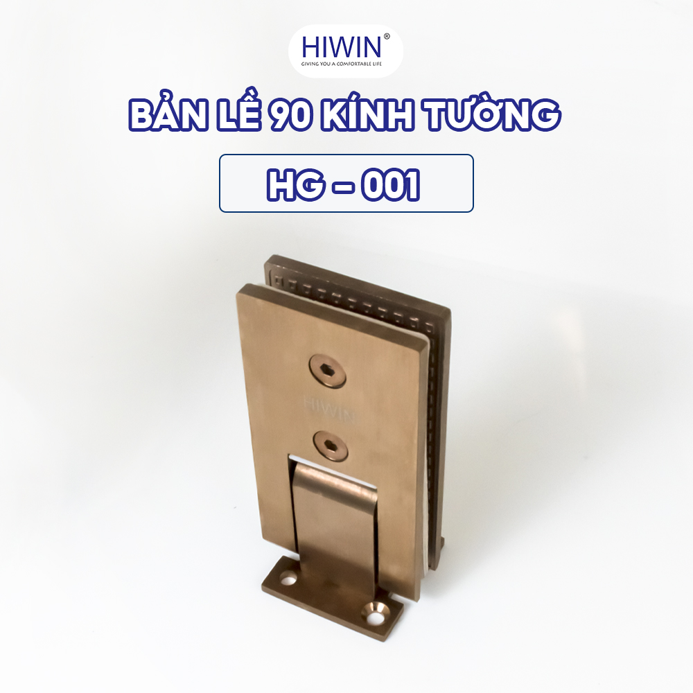 Bản lề 90 kính tường cabin tắm đế cân HG-001 màu vàng hồng xước