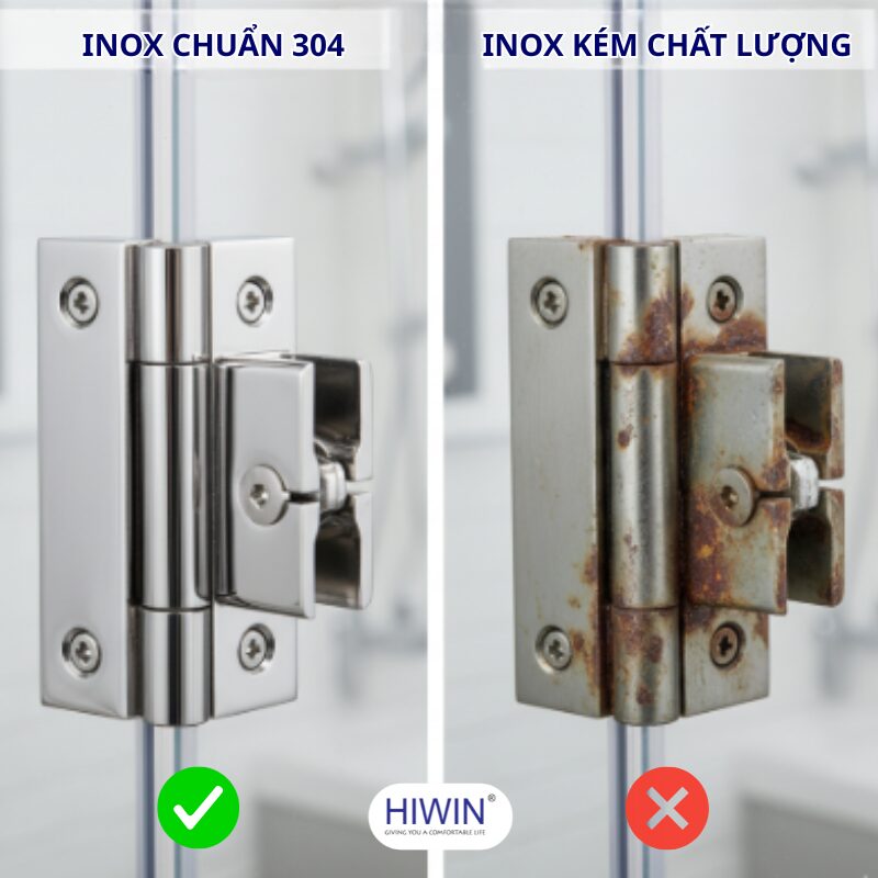 Phụ kiện inox 304 sáng bóng vs phụ kiện inox rẻ tiền bị han gỉ