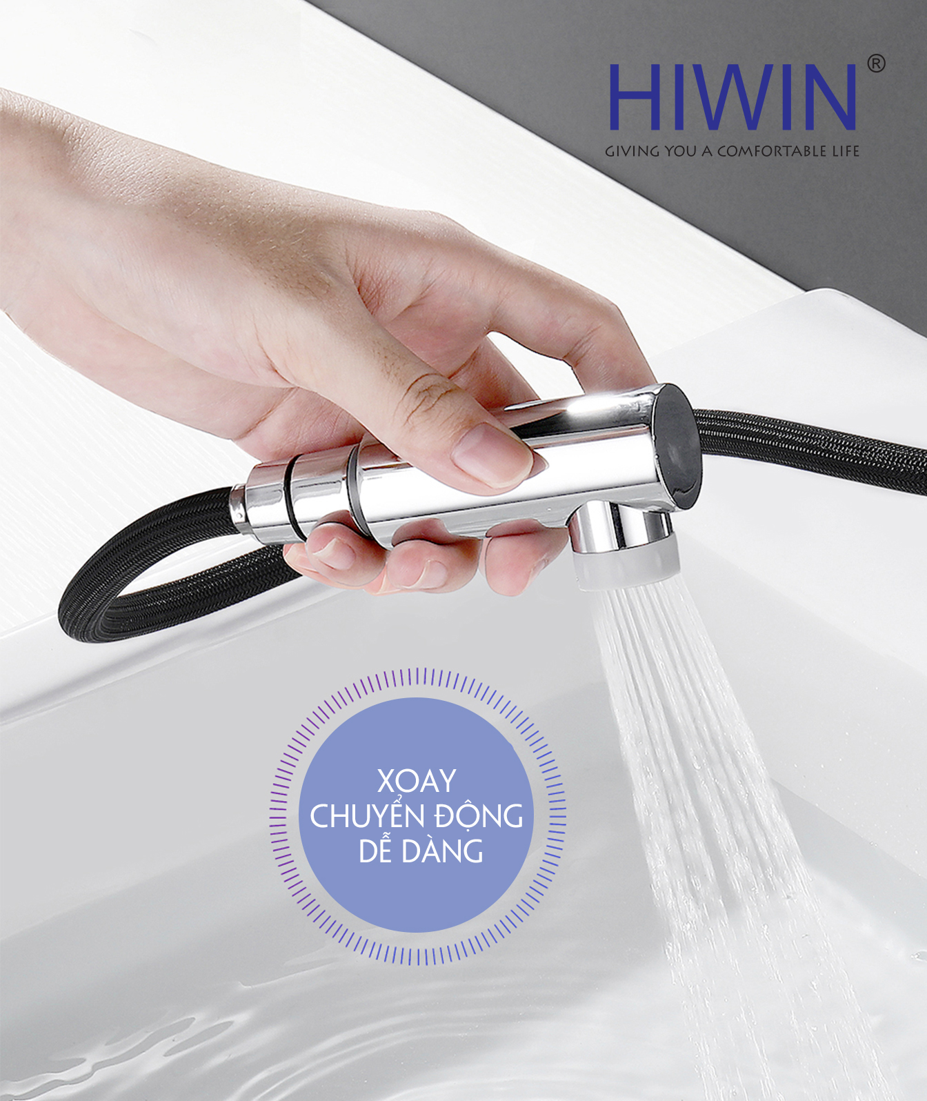 Xoay nhẹ nhàng để đổi chế độ xả