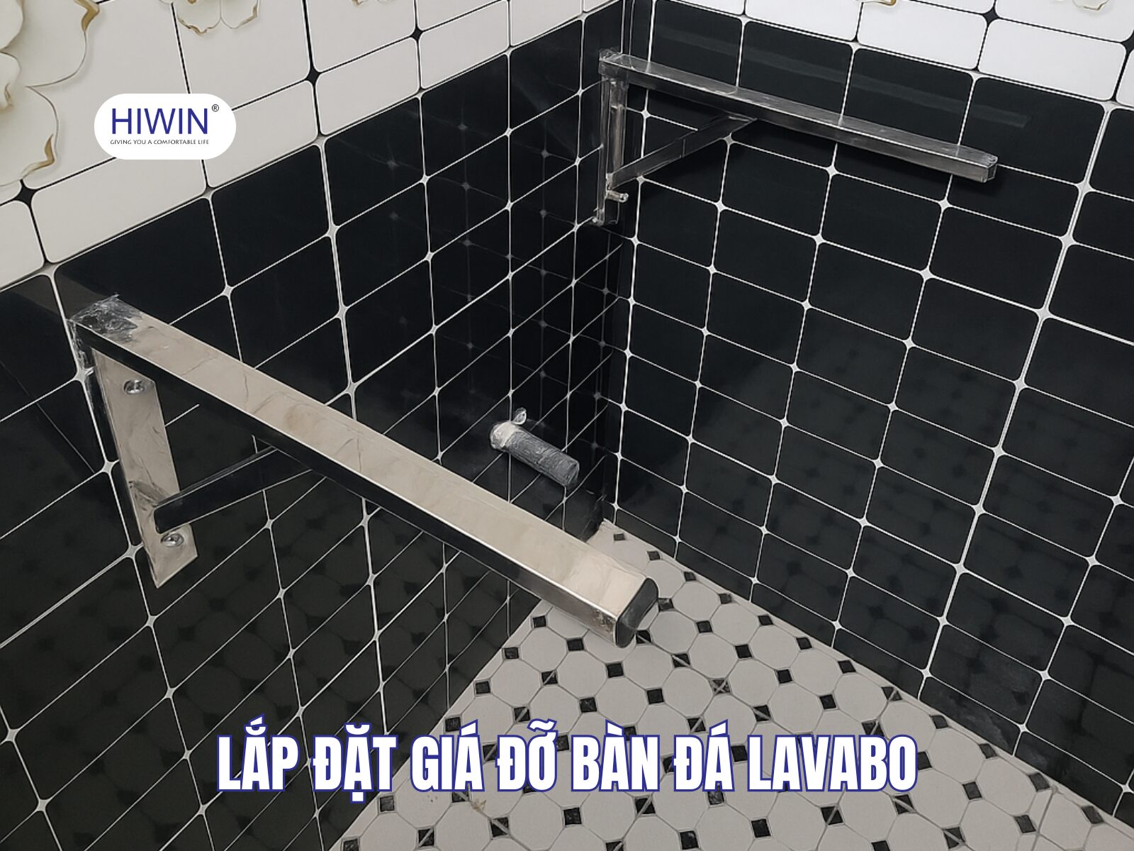 Lắp đặt giá đỡ bàn đá đá lavabo 2 tầng