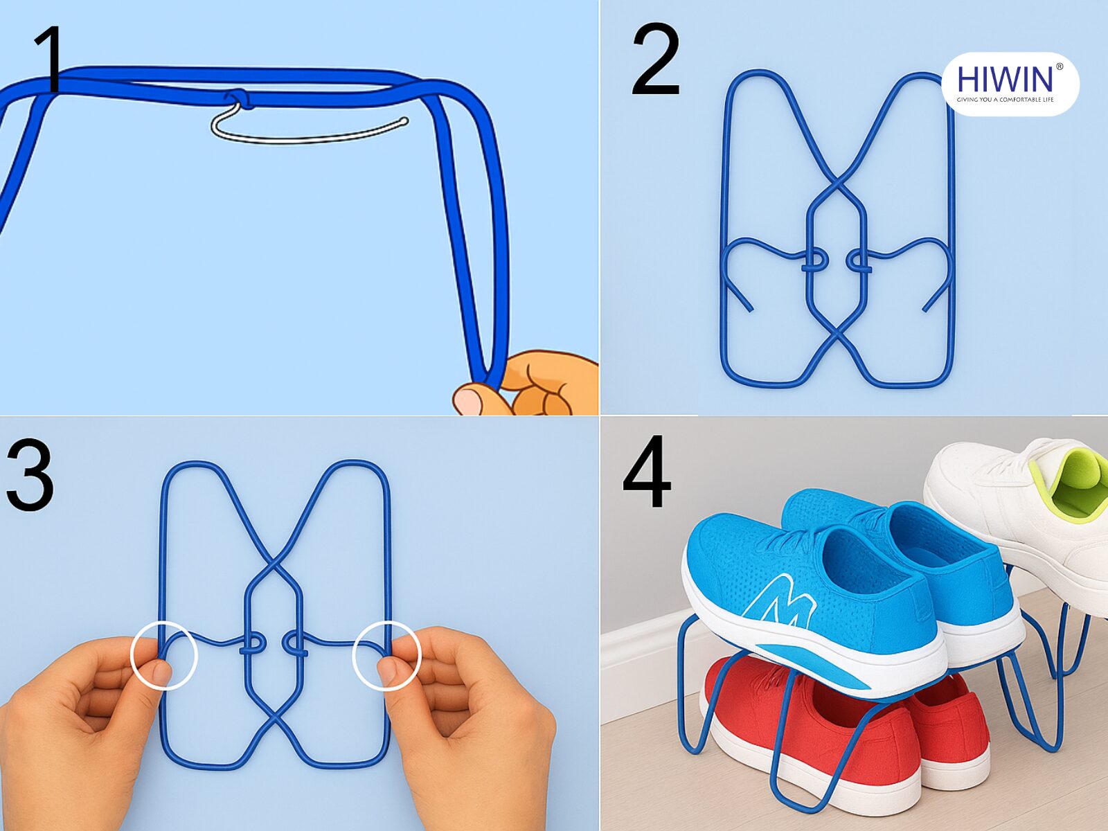 Sử dụng móc treo làm giá để giày