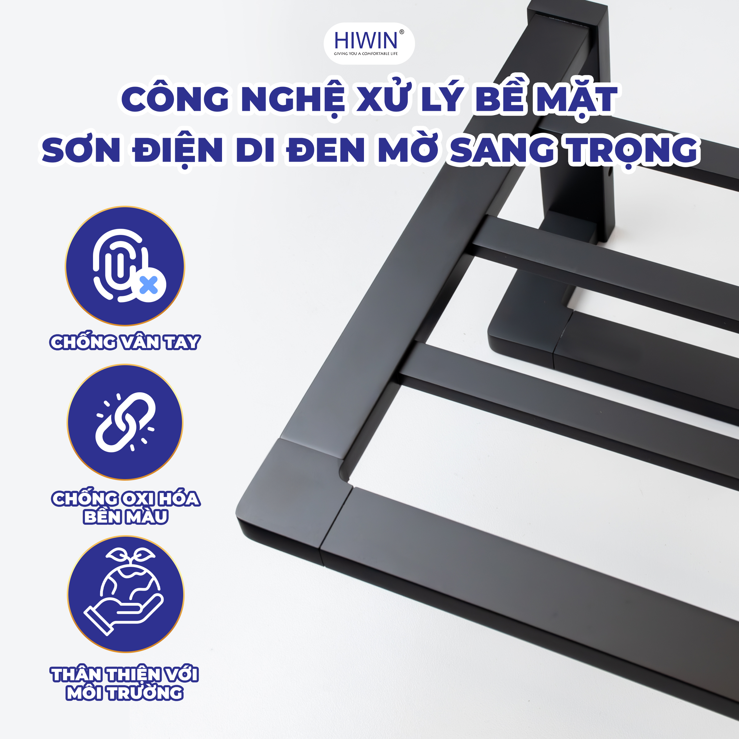 Bề mặt đen mờ sang trọng, chống bám bẩn