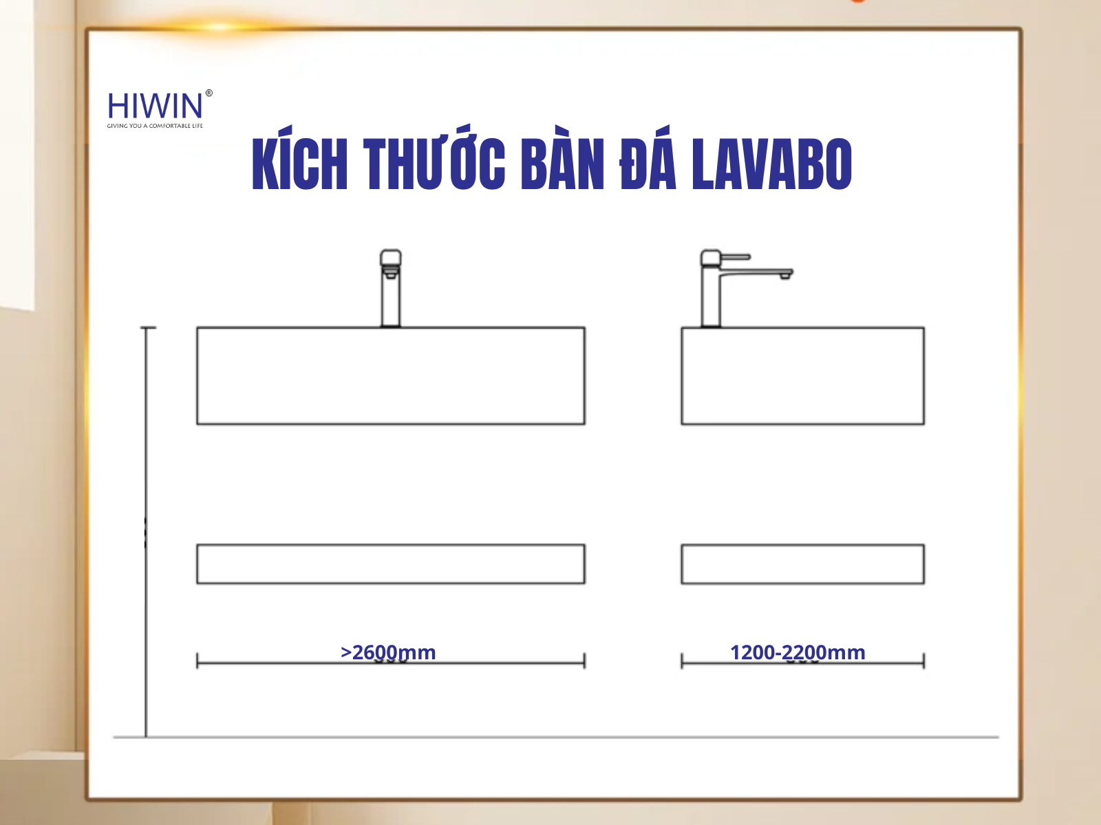 Kích thước tiêu chuẩn của bàn đá lavabo