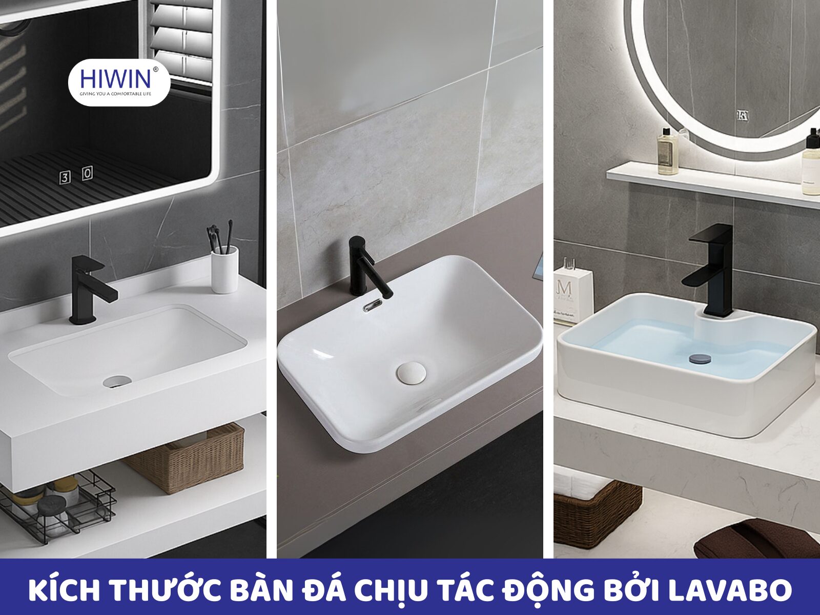 Kiểu dáng chậu tác động tới kích thước bàn đá lavabo 2 tầng