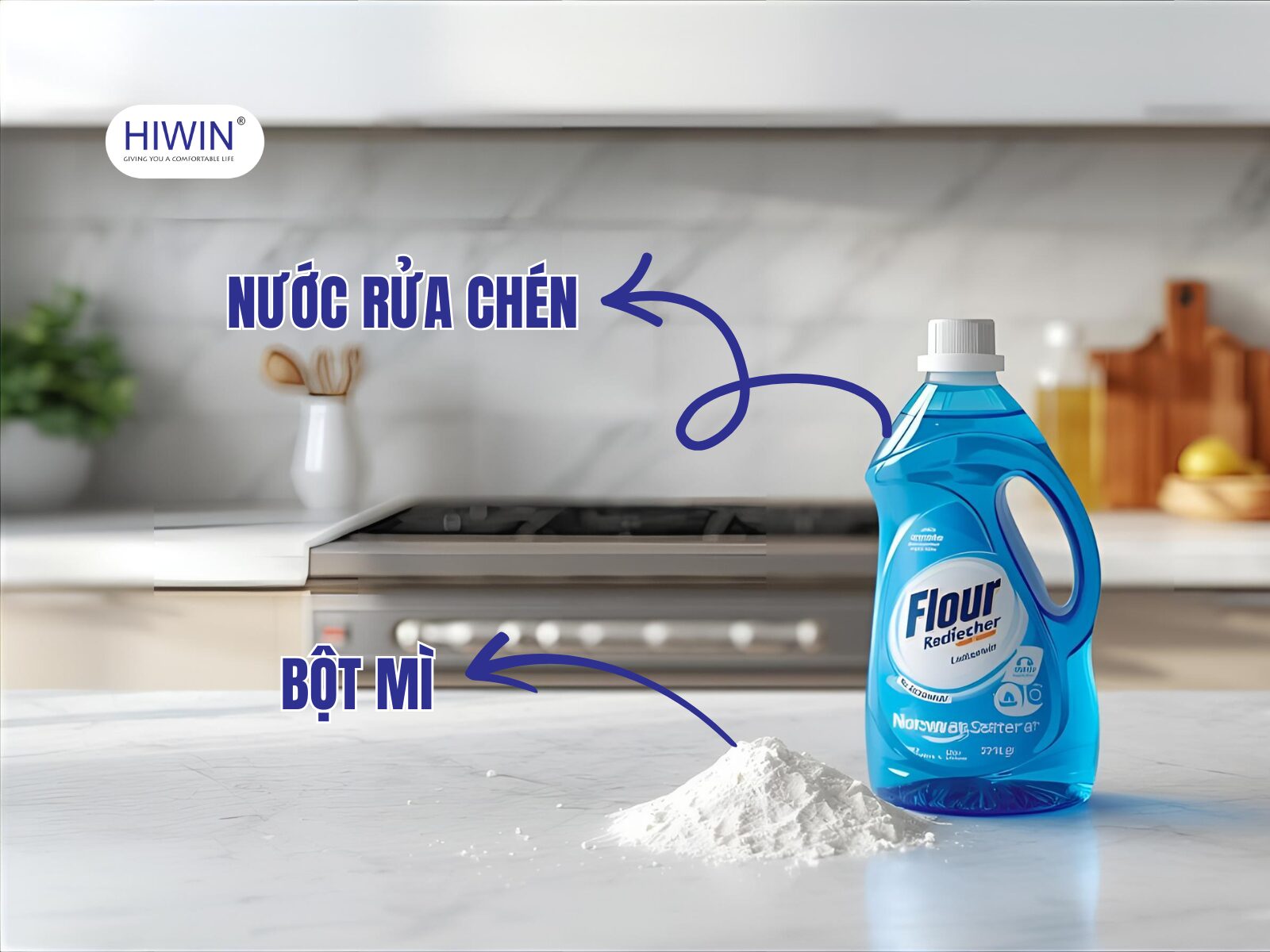 Dùng hỗn hợp bột mì và nước rửa chén để xử lý vết ố