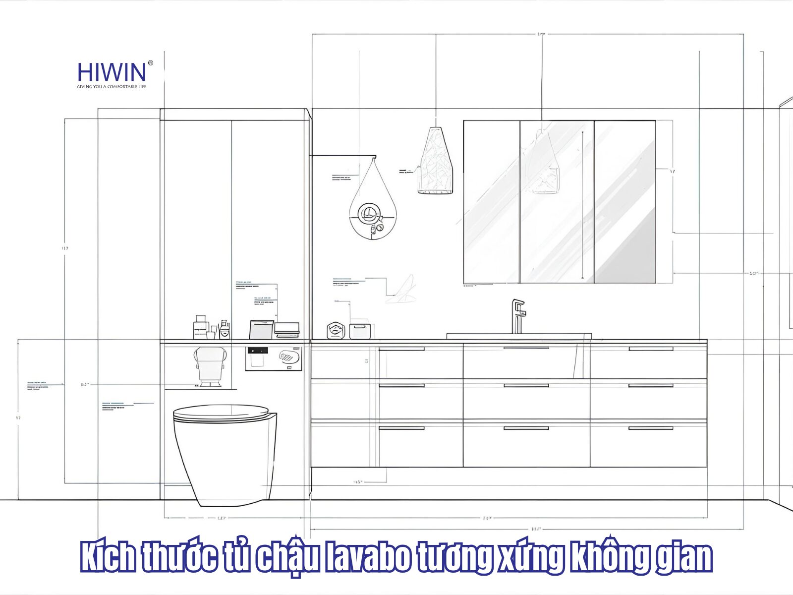 Kích thước tủ chậu lavabo tương xứng với không gian