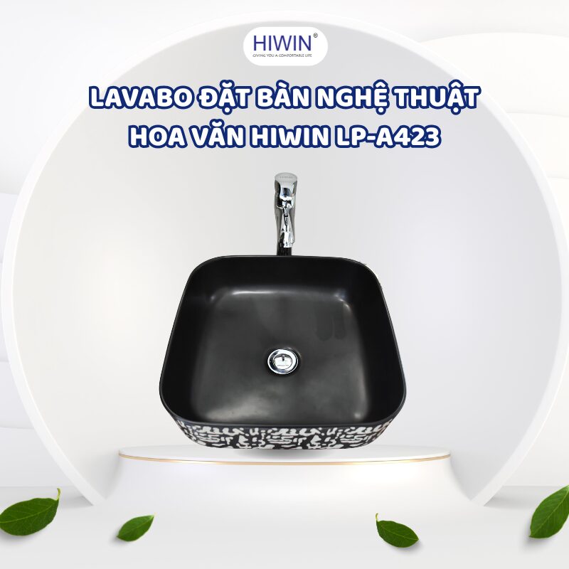 Lavabo Hiwin LP-A423 – Thiết kế hoa văn độc đáo, bền màu theo thời gian, mang lại nét sang trọng cho phòng tắm.