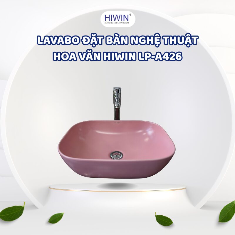 Lavabo Hiwin LP-A462 – Sắc hồng pastel nổi bật, trẻ trung và thanh lịch cho phòng tắm hiện đại.