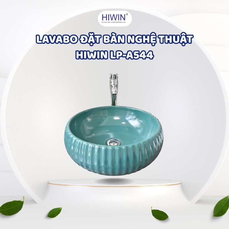 Lavabo Hiwin LP-A544 – Tông xanh ngọc sang trọng, thiết kế tròn hài hòa mang đến sự cân bằng không gian.