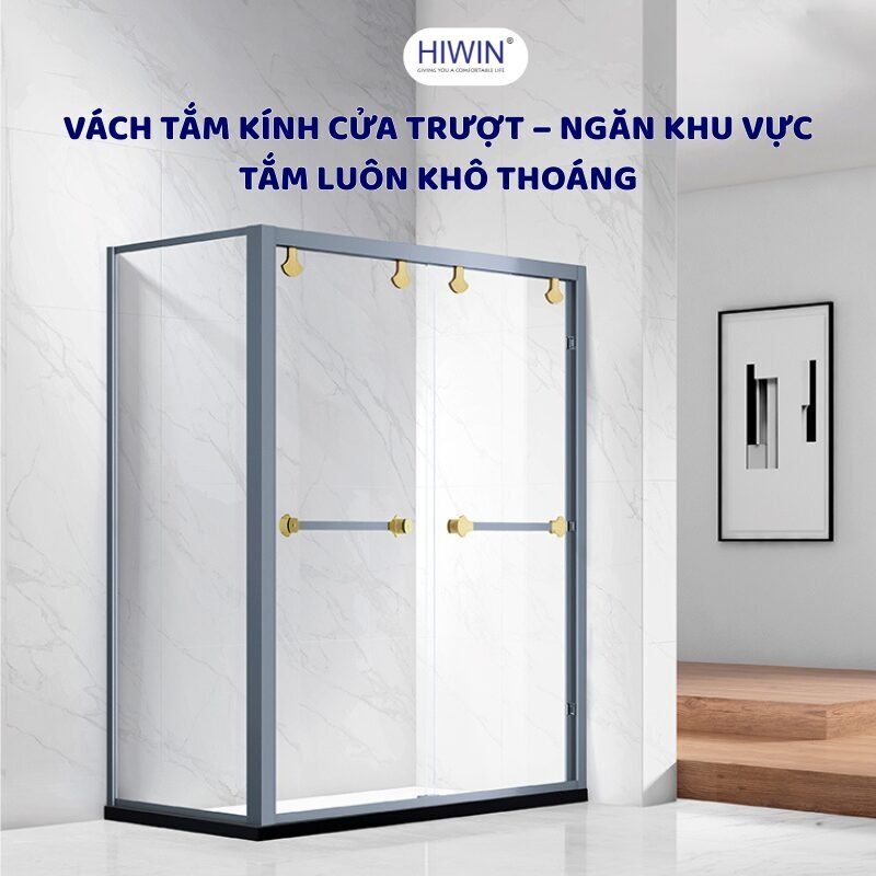 Vách tắm kính cửa trượt giúp tiết kiệm diện tích, mang đến không gian phòng tắm sang trọng và hiện đại